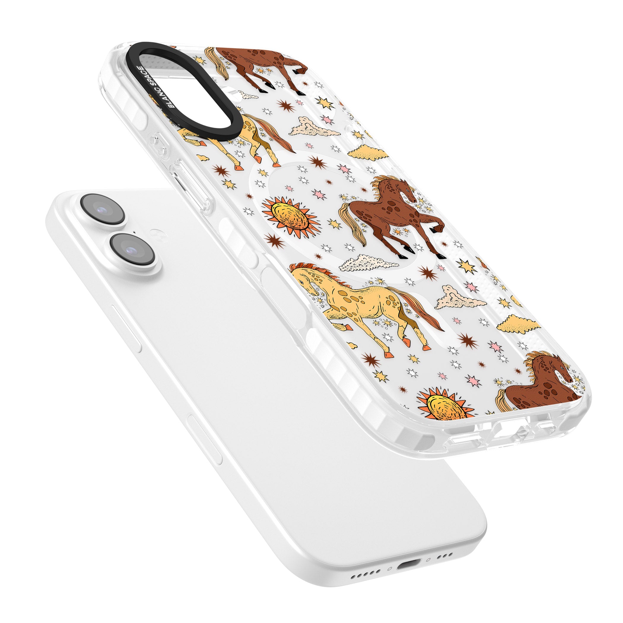 Boho Celestial Wild Horses iPhone 17 Impact Pro Clear Phone Case Colours