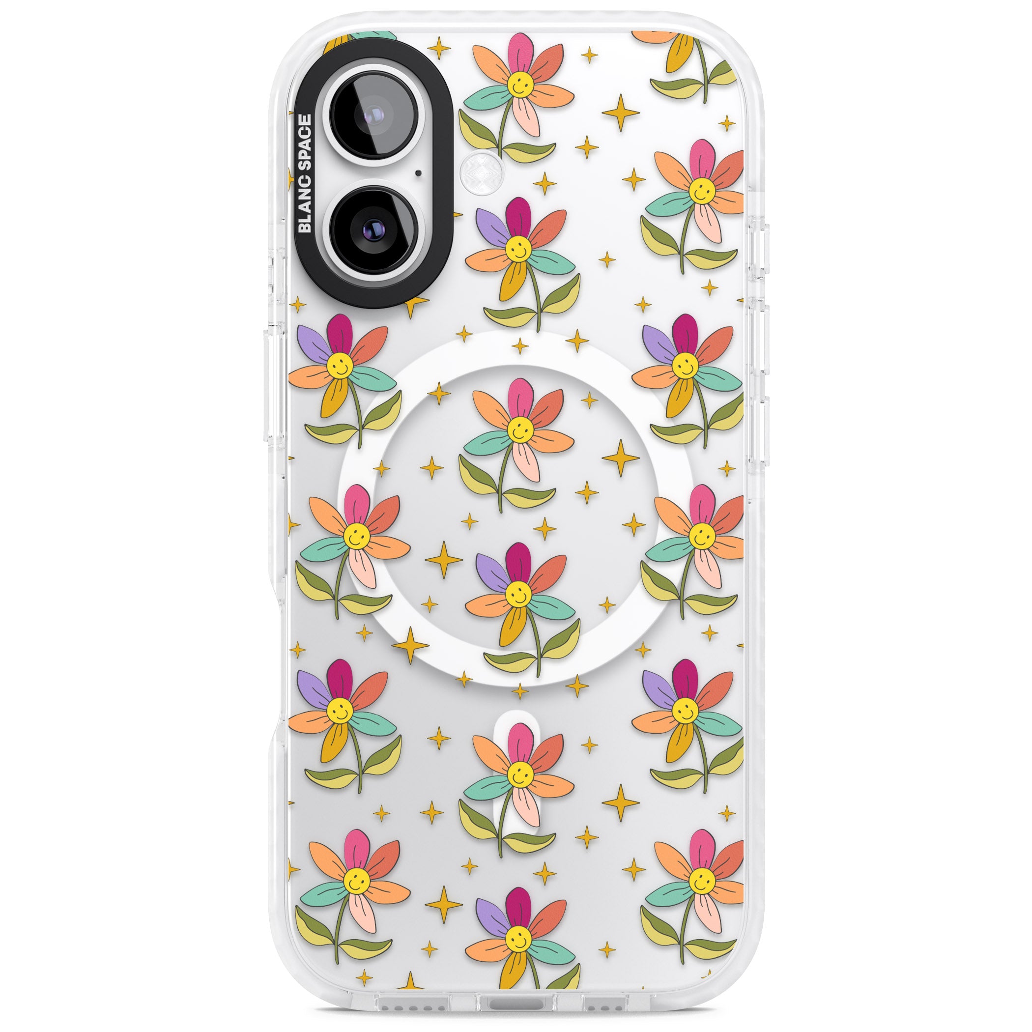 Boho Celestial Happy Flower iPhone 17 Impact Pro Clear Phone Case