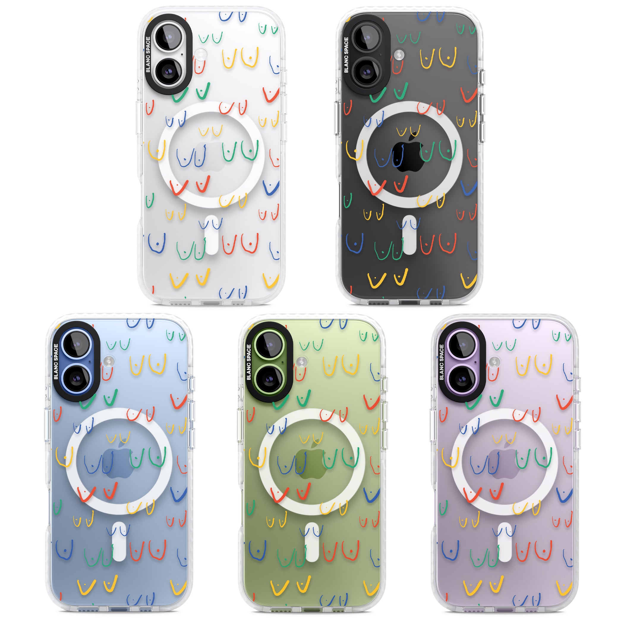Boob Pattern (Mixed Colours) iPhone 17 Impact Pro Clear Phone Case APT Impact Protection