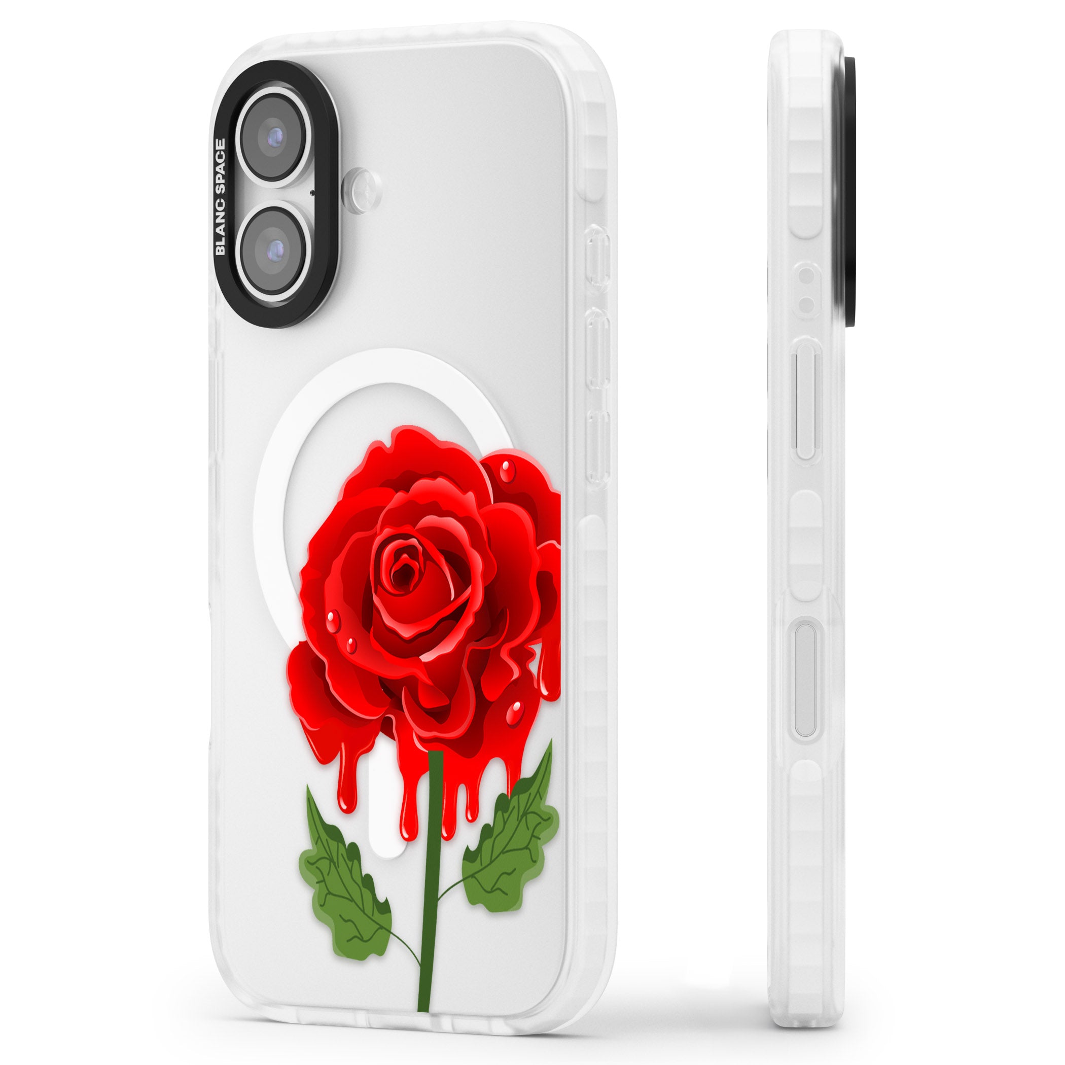 Melting Rose iPhone 17 Impact Pro Clear Phone Case Side Profile