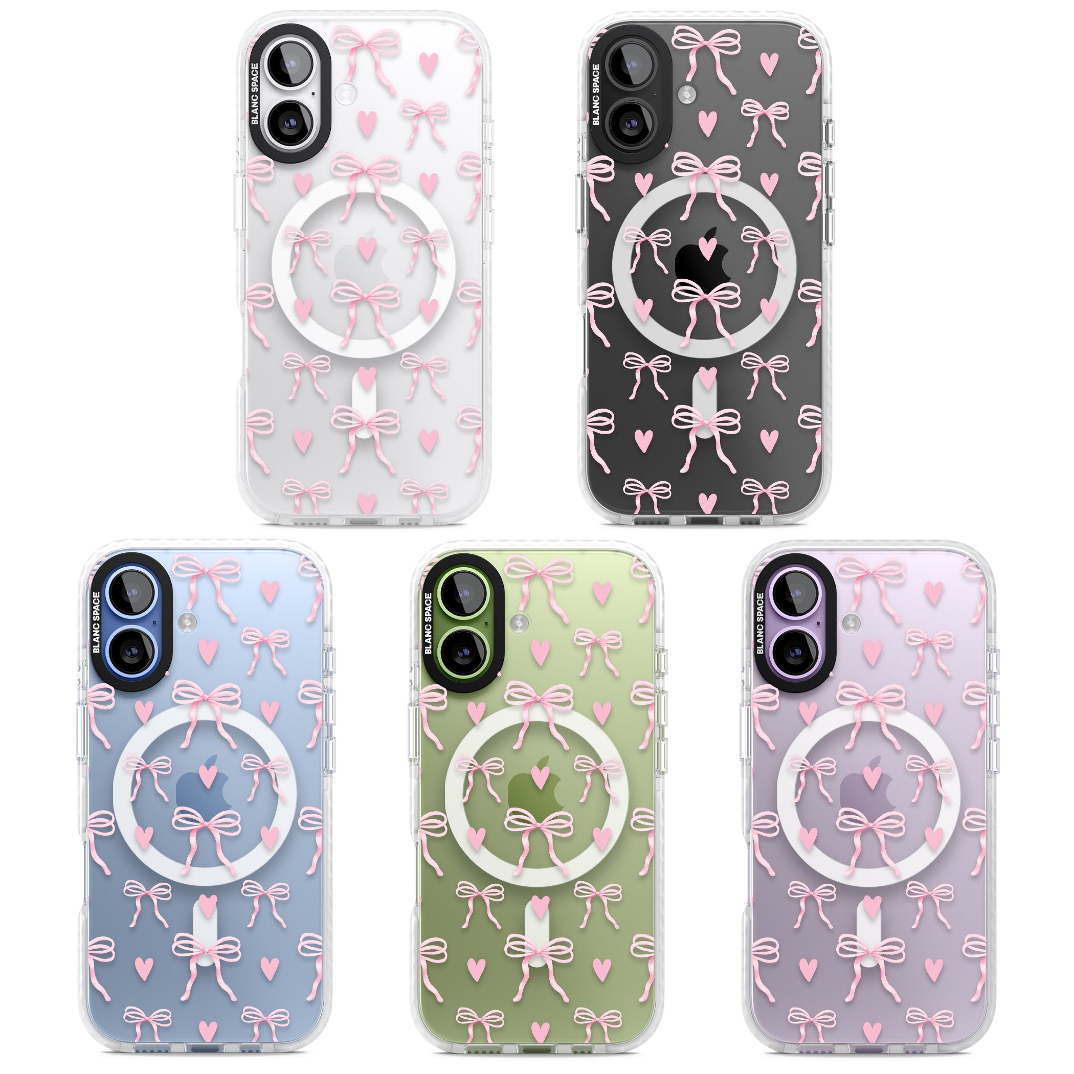 Pink Bows & Hearts iPhone 17 Impact Pro Clear Phone Case APT Impact Protection