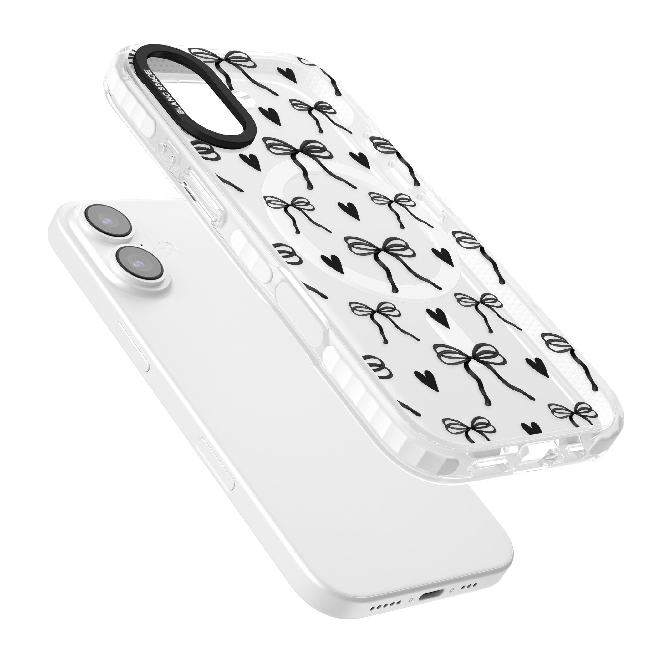 Black Bows & Hearts iPhone 17 Impact Pro Clear Phone Case Colours