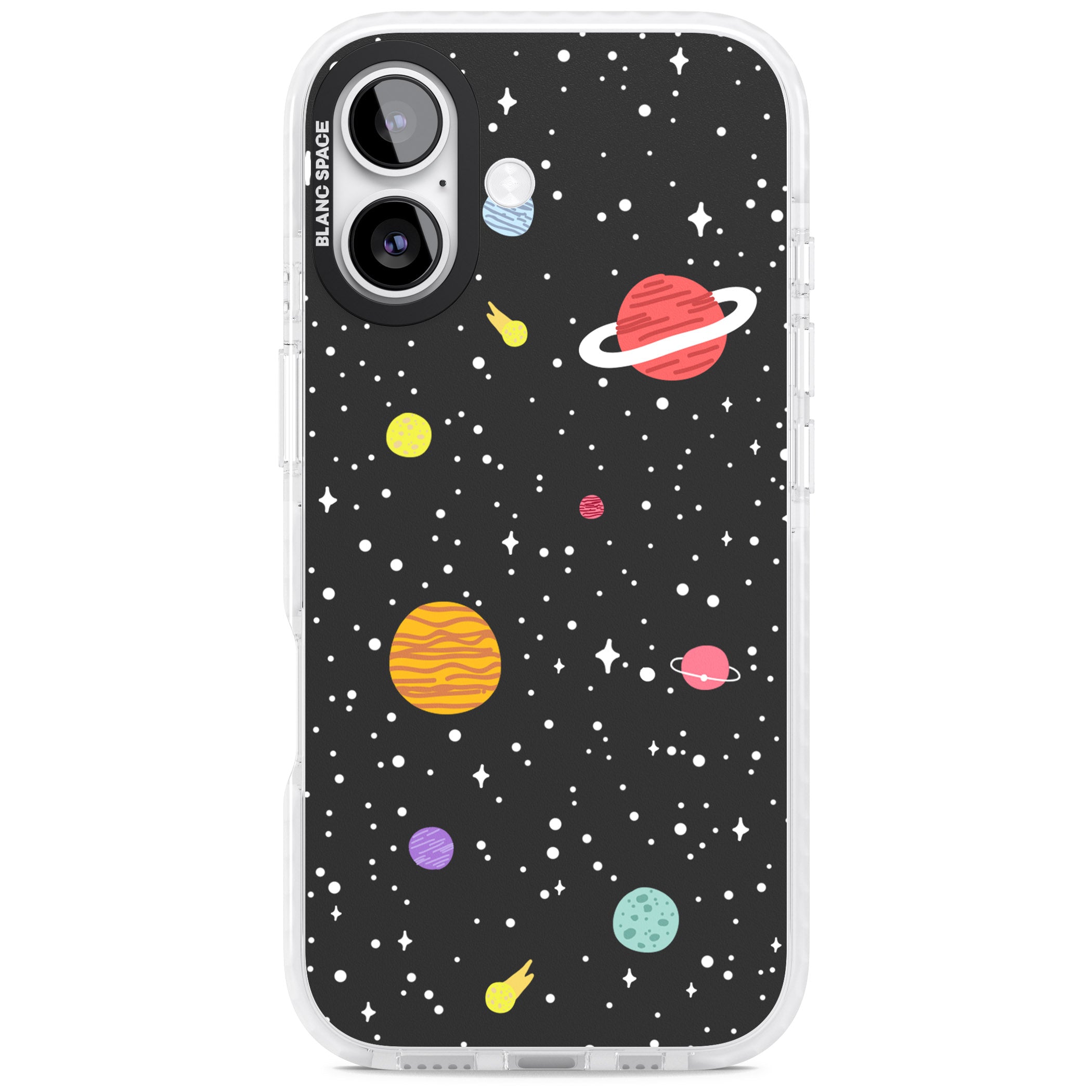 Cute Cartoon Planets iPhone 17 Impact Pro Clear Phone Case