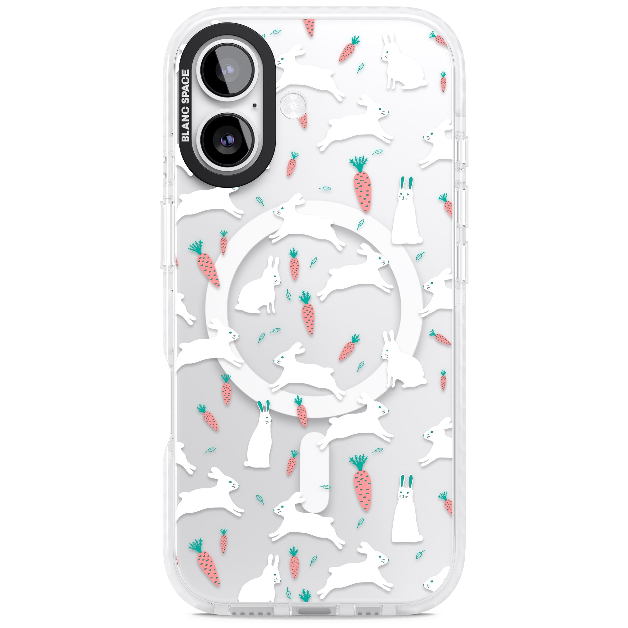 White Bunnies And Carrots iPhone 17 Impact Pro Clear Phone Case