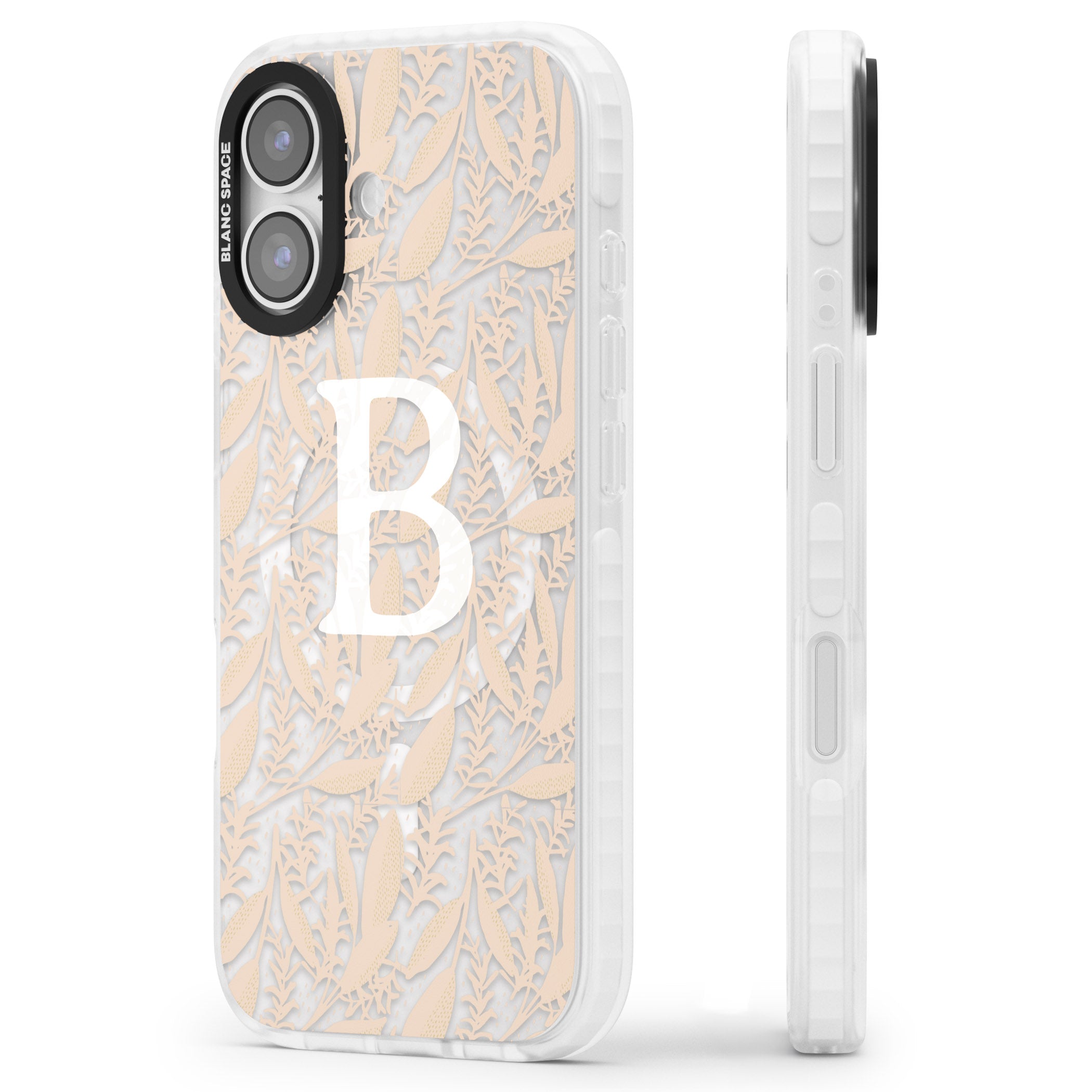 Personalised Monogram Subtle Abstract Floral iPhone 17 Impact Pro Clear Phone Case Side Profile