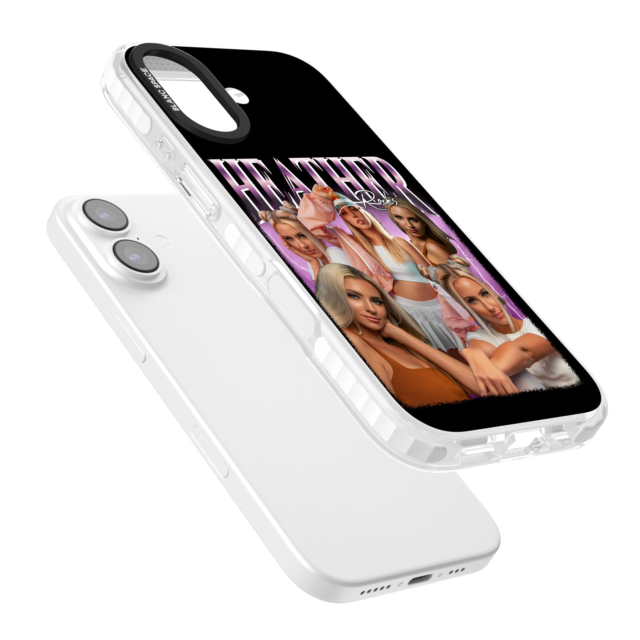 Personalised Airbrush Name & Photo Collage (Pink) iPhone 17 Impact Pro Clear Phone Case Colours