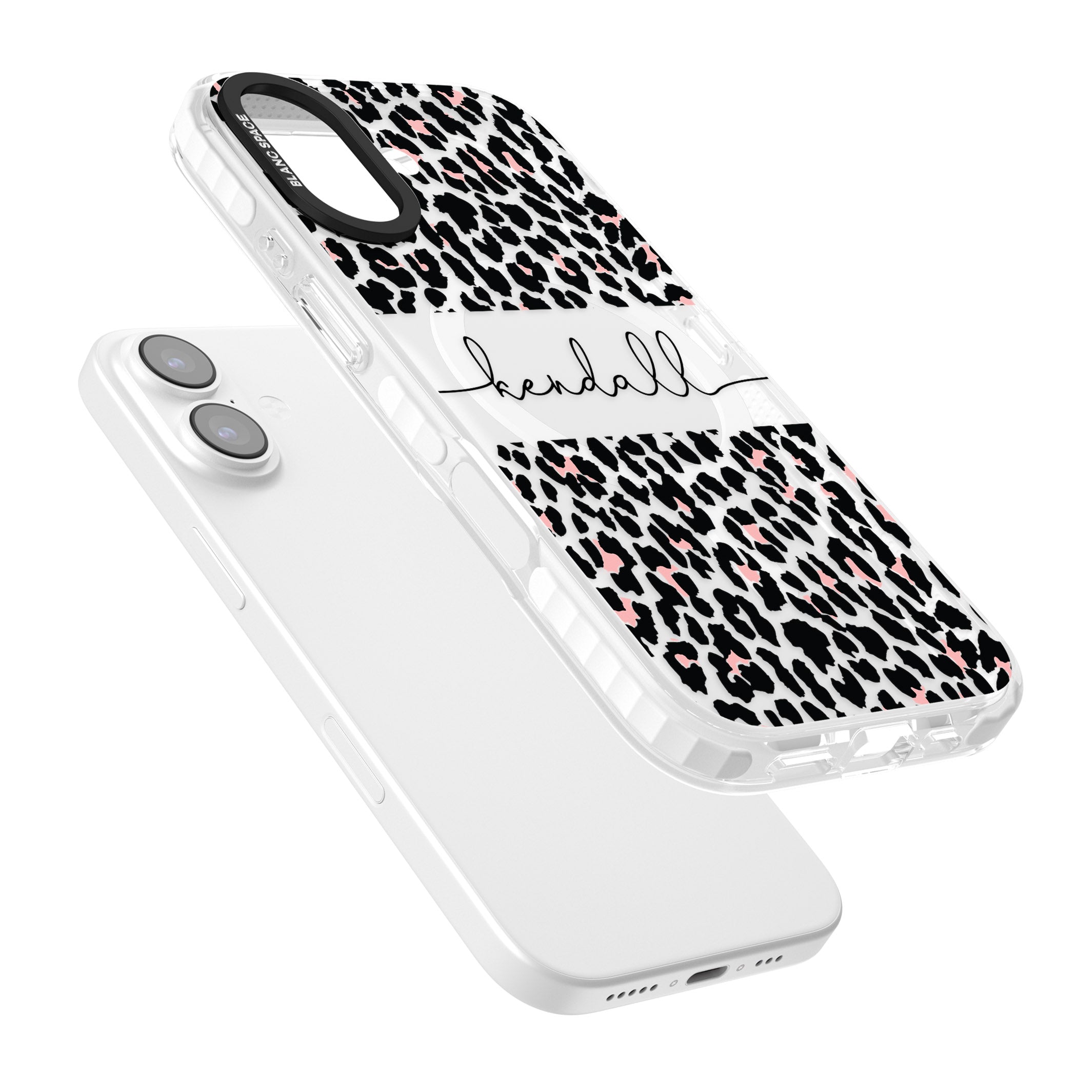 Personalised Cursive Leopard Spots iPhone 17 Impact Pro Clear Phone Case Colours