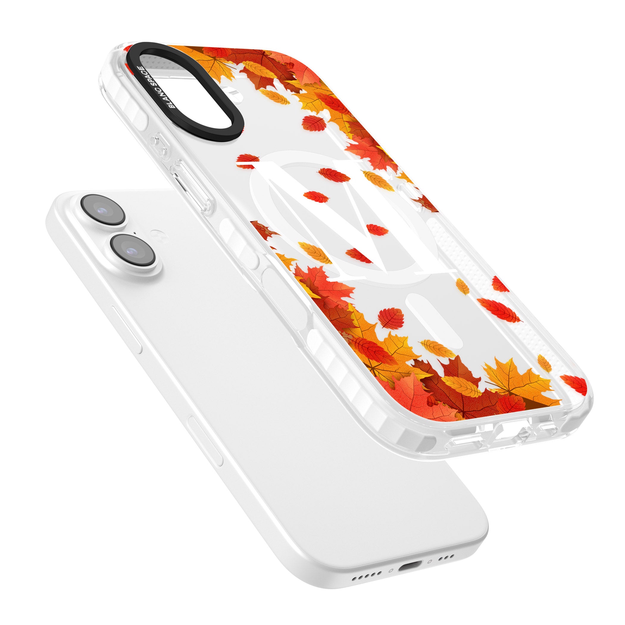 Personalised Autumn Leaves Monogram iPhone 17 Impact Pro Clear Phone Case Colours