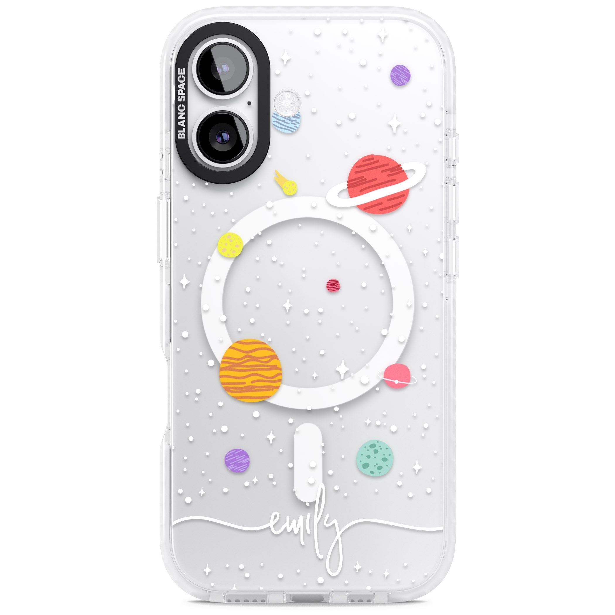 Personalised Cute Cartoon Planet (Clear) iPhone 17 Impact Pro Clear Phone Case