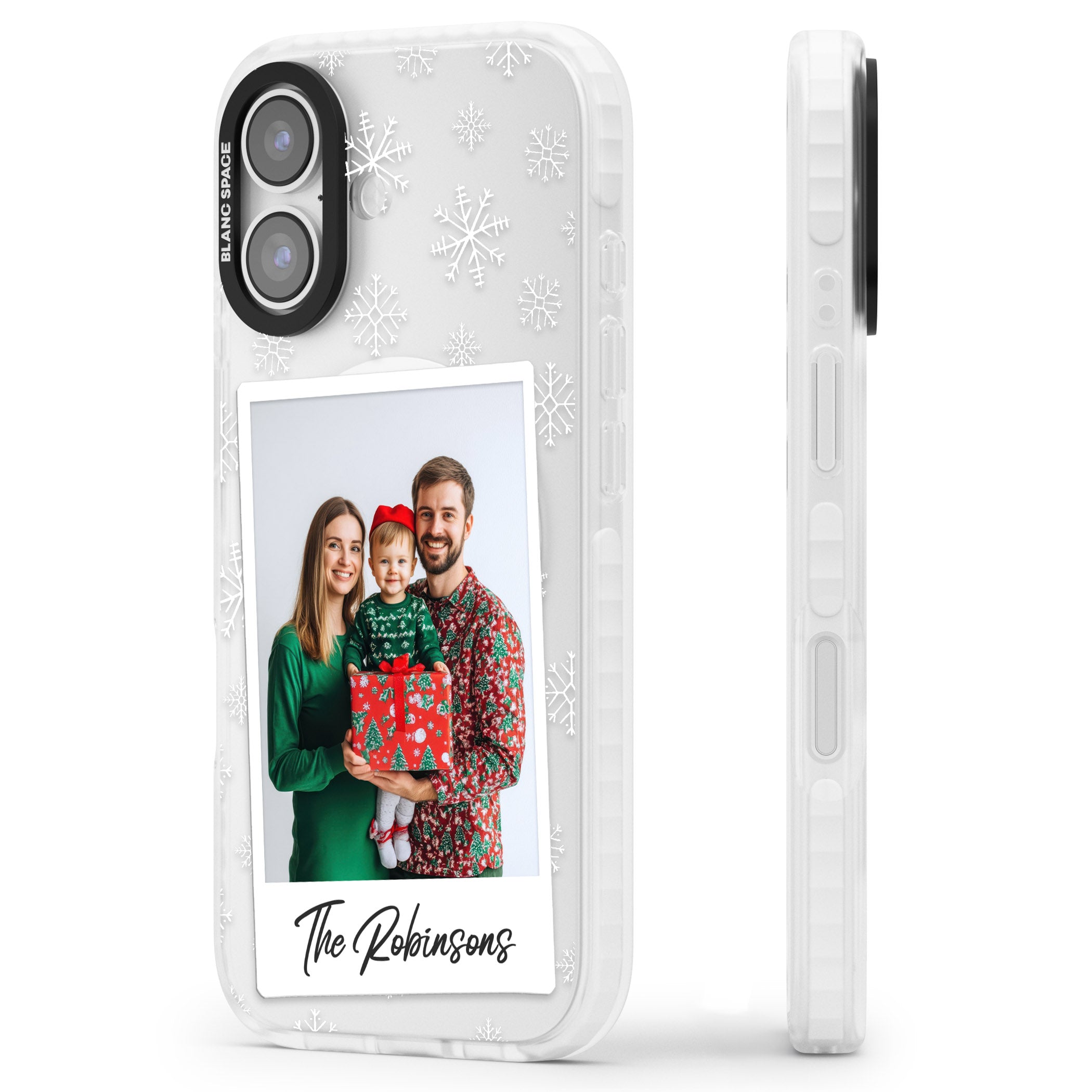 Personalised Snowflake Photo iPhone 17 Impact Pro Clear Phone Case Side Profile