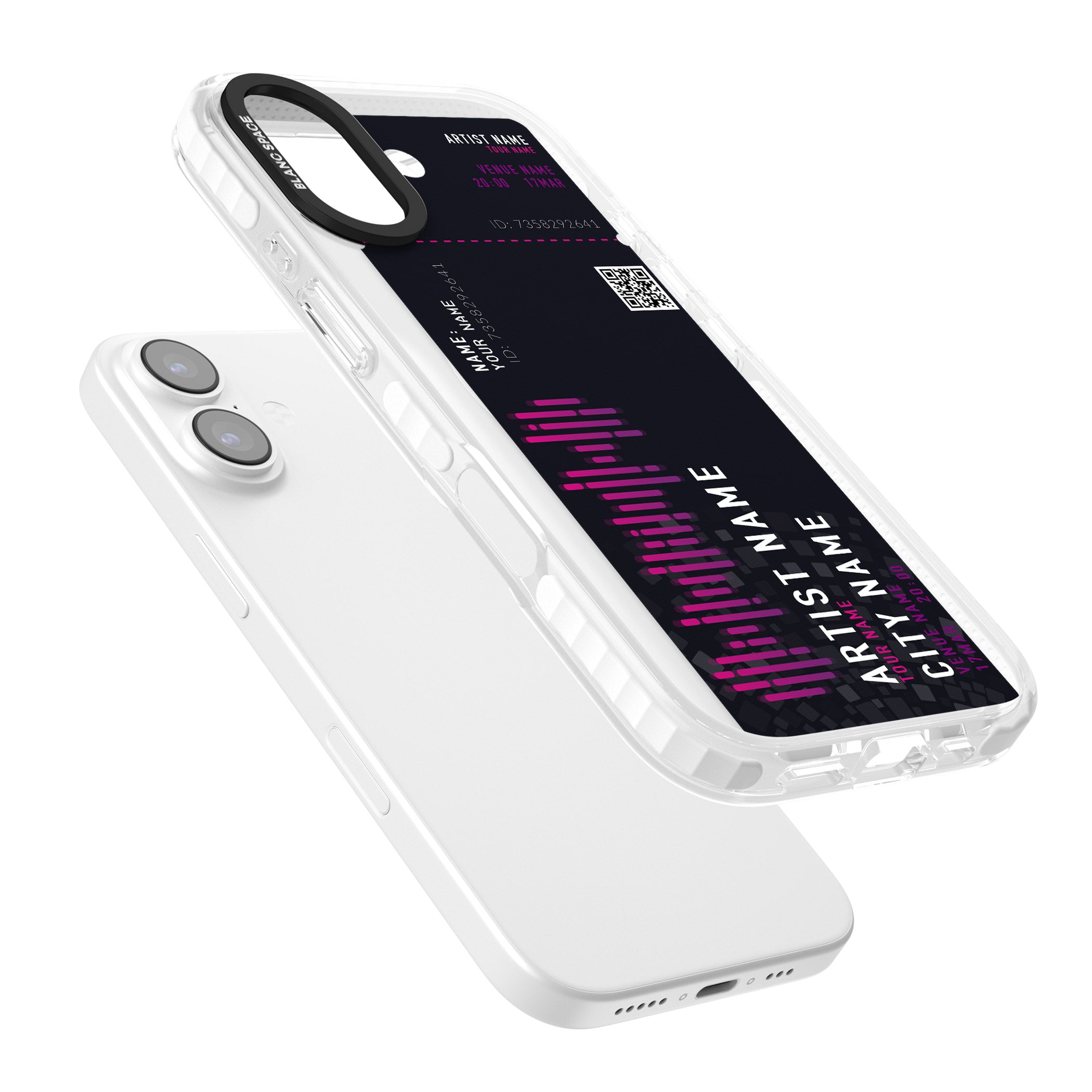Personalised Concert Ticket iPhone 17 Impact Pro Clear Phone Case Colours