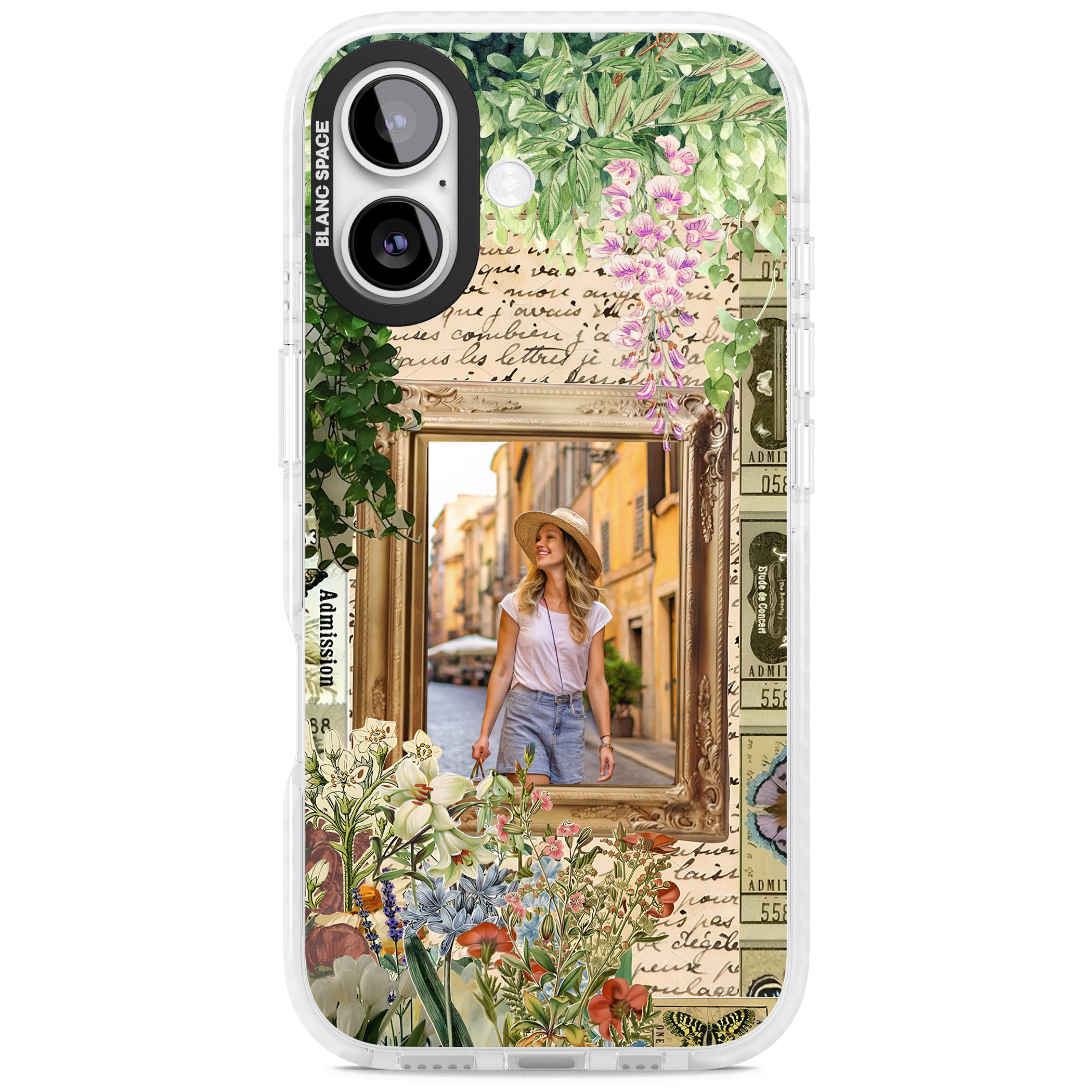 Personalised Tuscan Floral Collage Frame iPhone 17 Impact Pro Clear Phone Case
