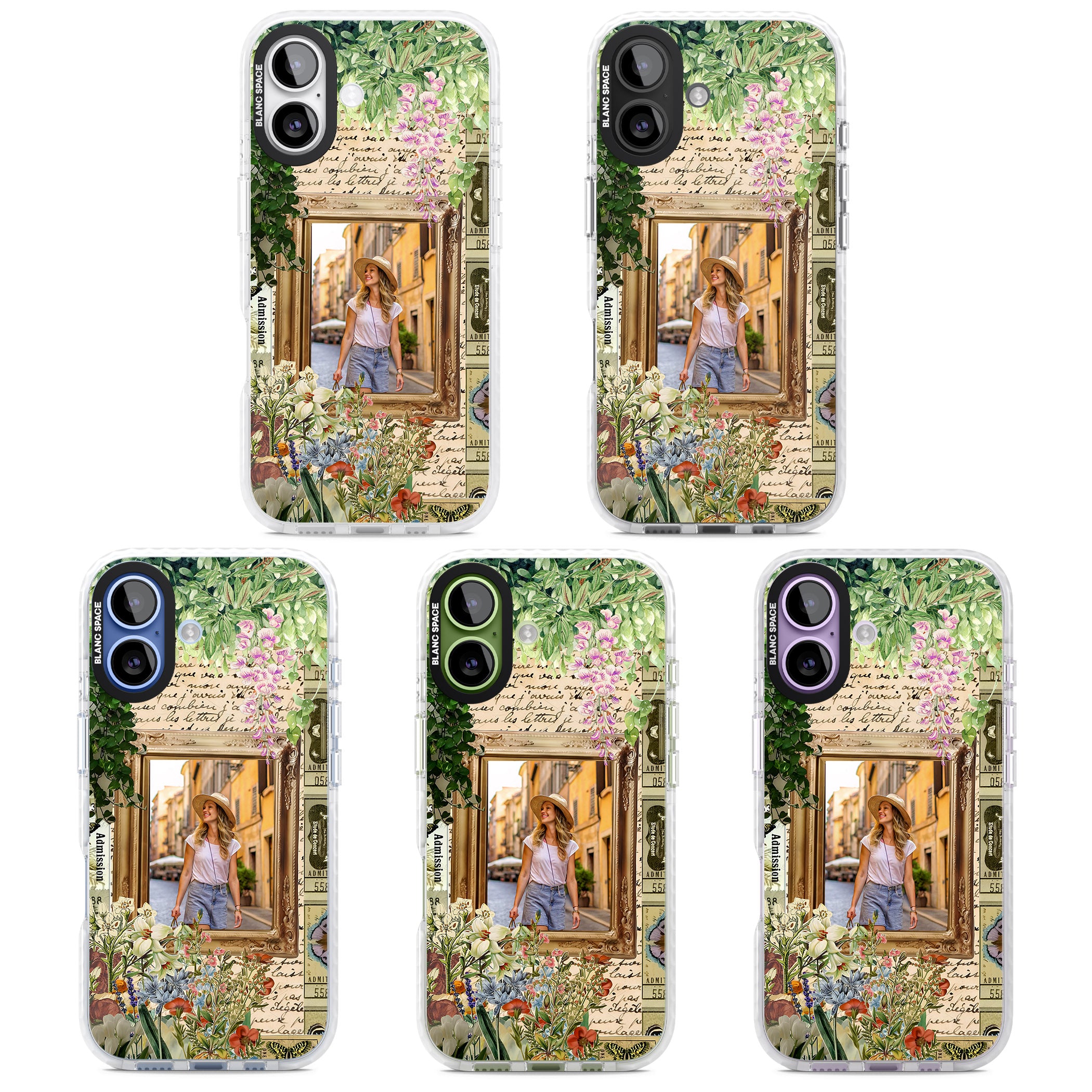 Personalised Tuscan Floral Collage Frame iPhone 17 Impact Pro Clear Phone Case APT Impact Protection