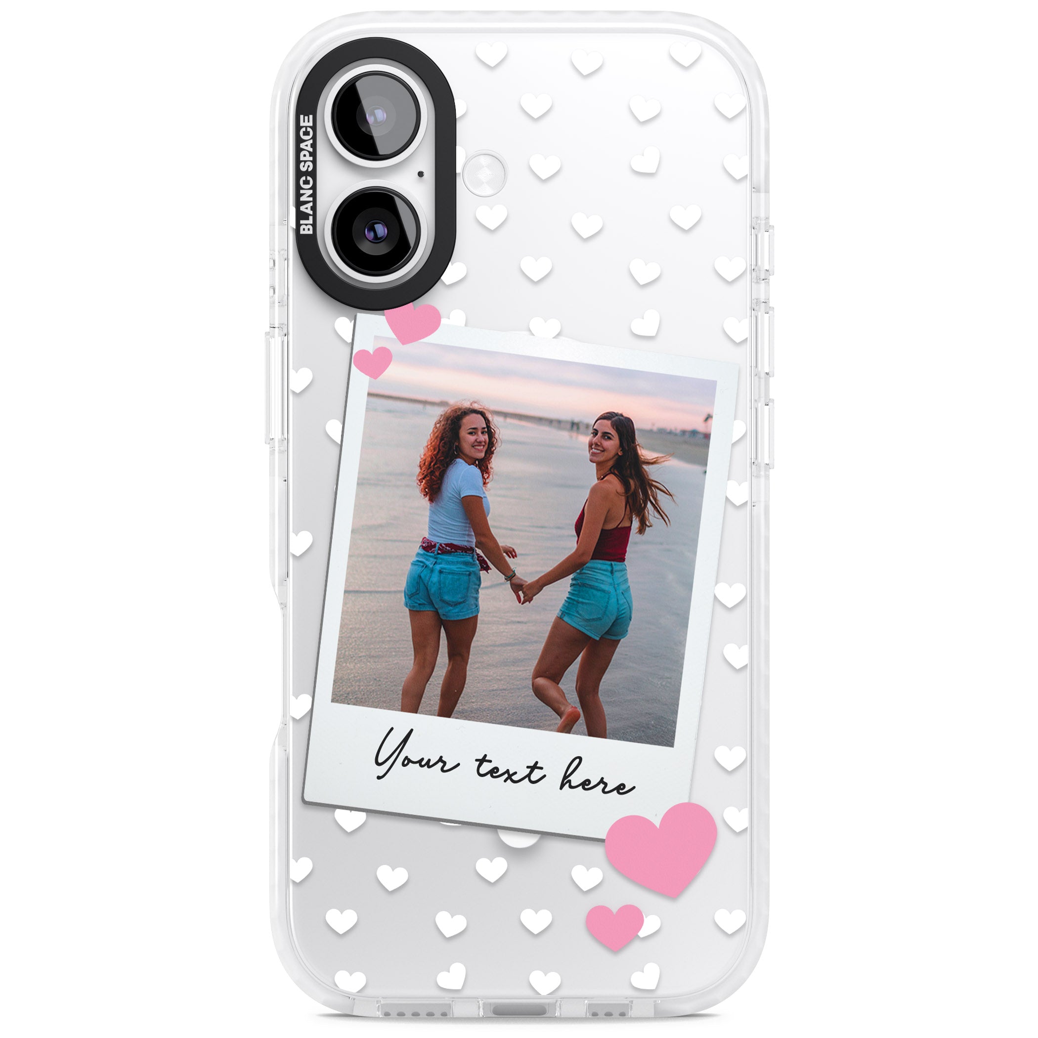 Personalised Hearts Instant Camera Photo iPhone 17 Impact Pro Clear Phone Case