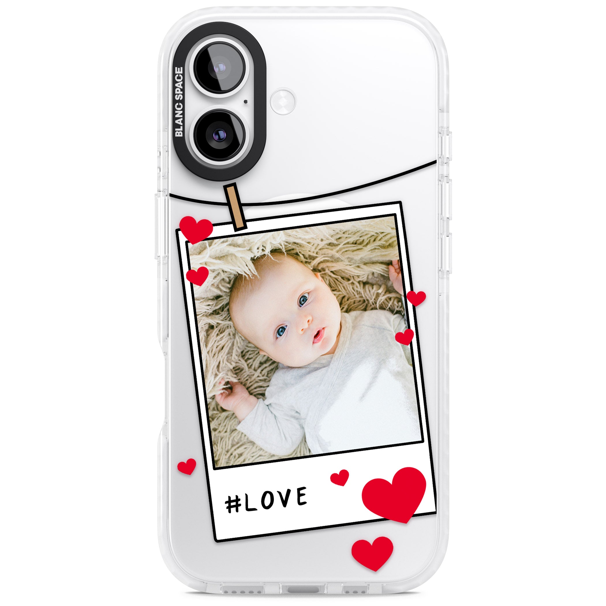 Personalised Paperclip & Hearts Instant Camera Photo iPhone 17 Impact Pro Clear Phone Case
