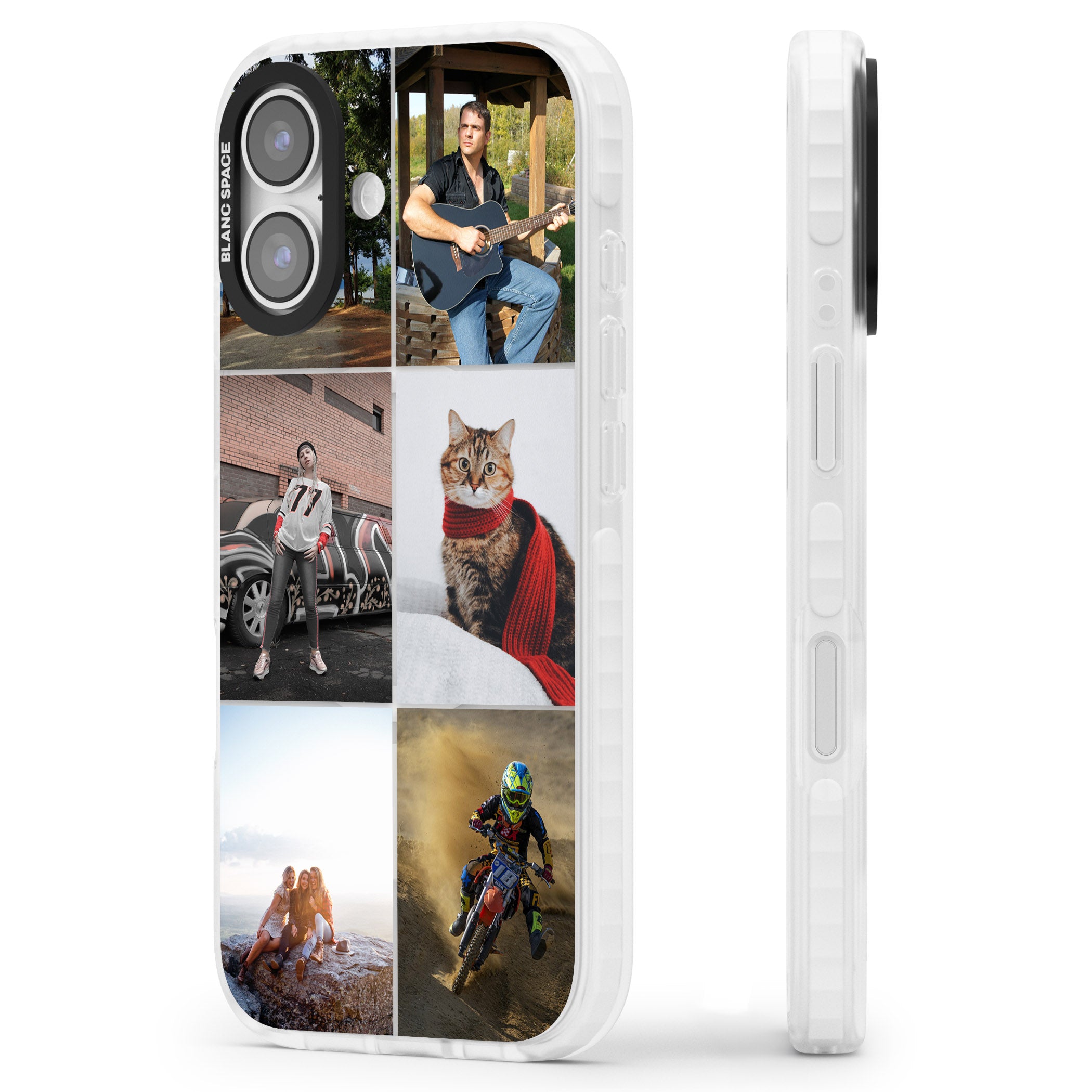 Personalised 6 Photo Grid iPhone 17 Impact Pro Clear Phone Case Side Profile