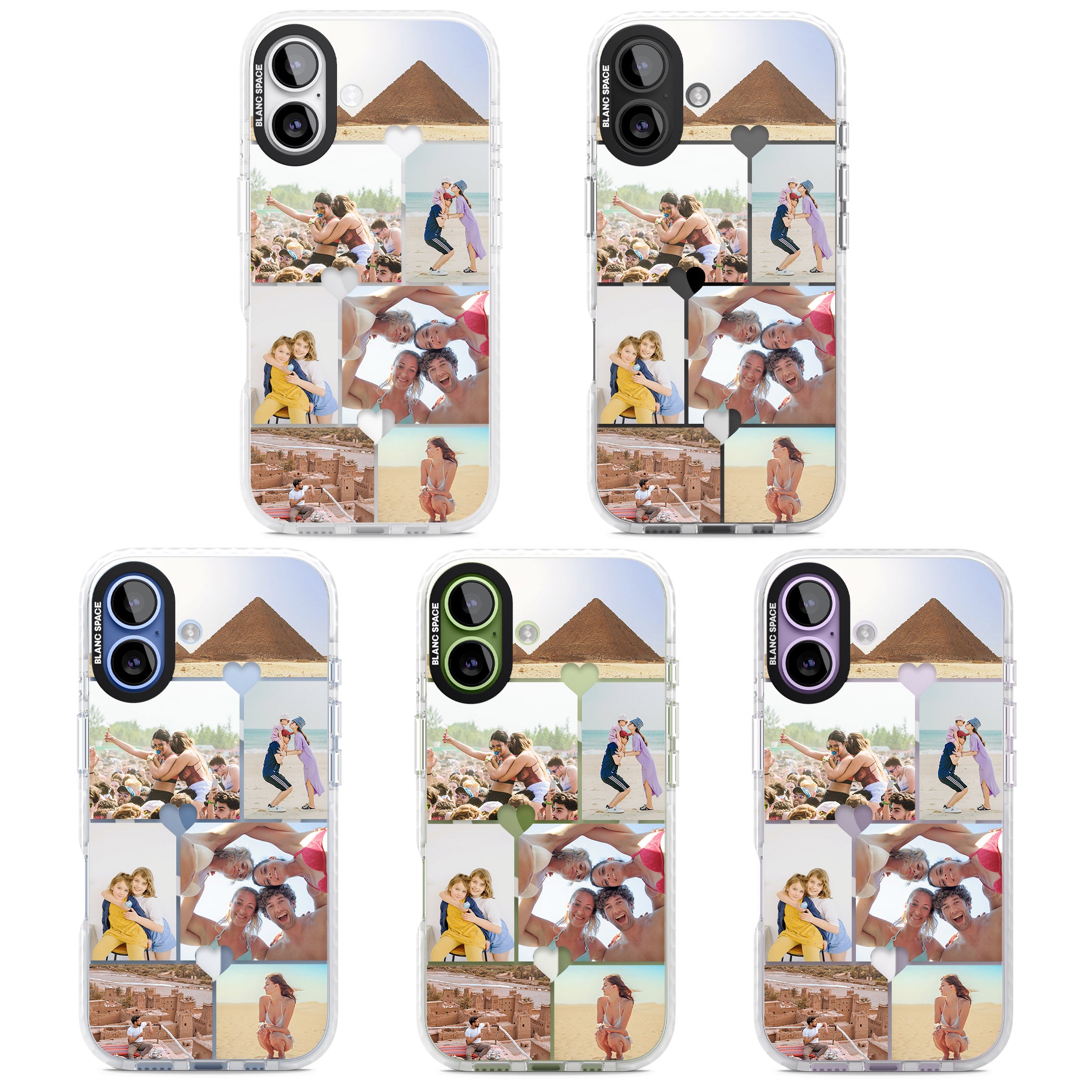 Personalised Heart Photo Grid iPhone 17 Impact Pro Clear Phone Case APT Impact Protection