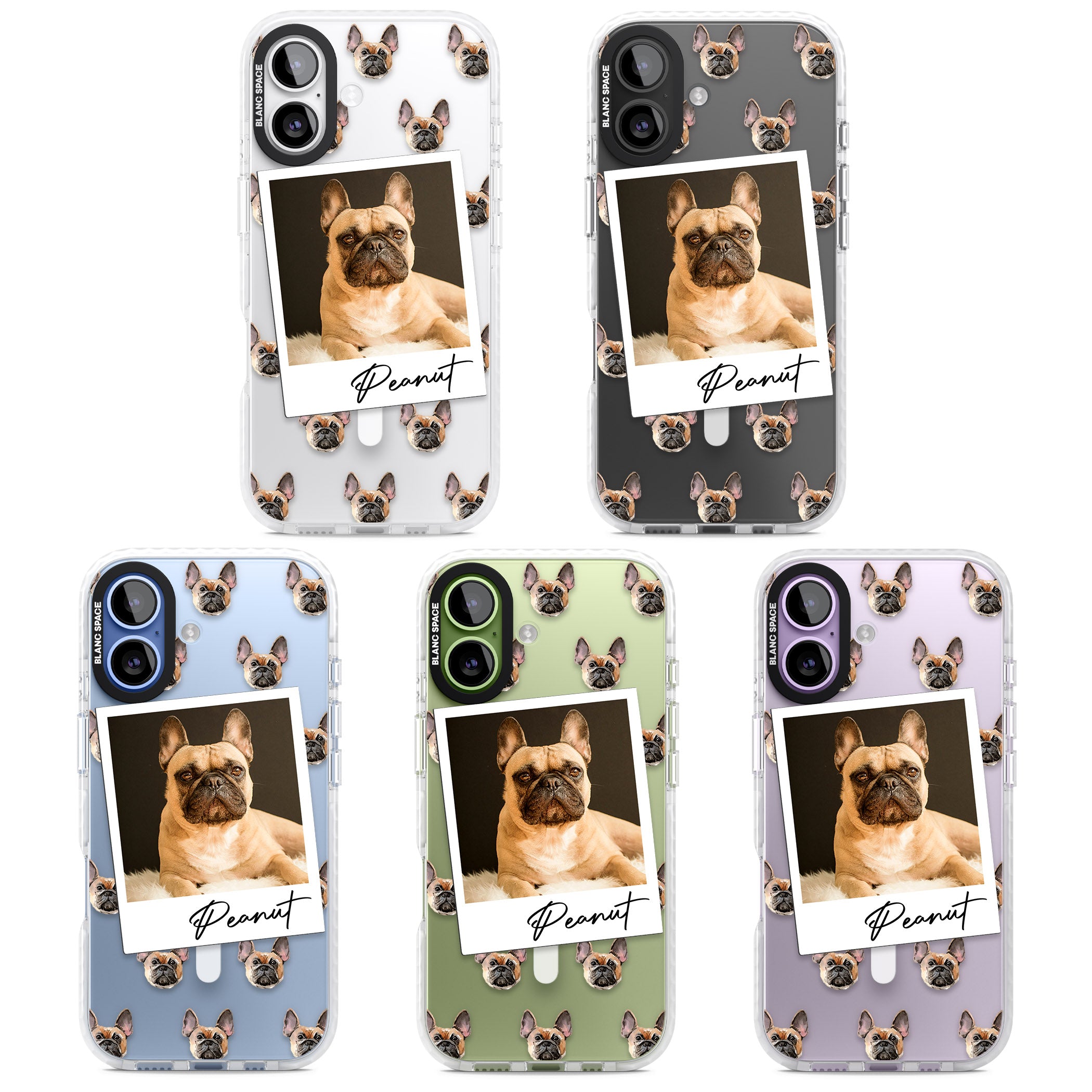Personalised Tan French Bulldog Instant Camera Photo iPhone 17 Impact Pro Clear Phone Case APT Impact Protection