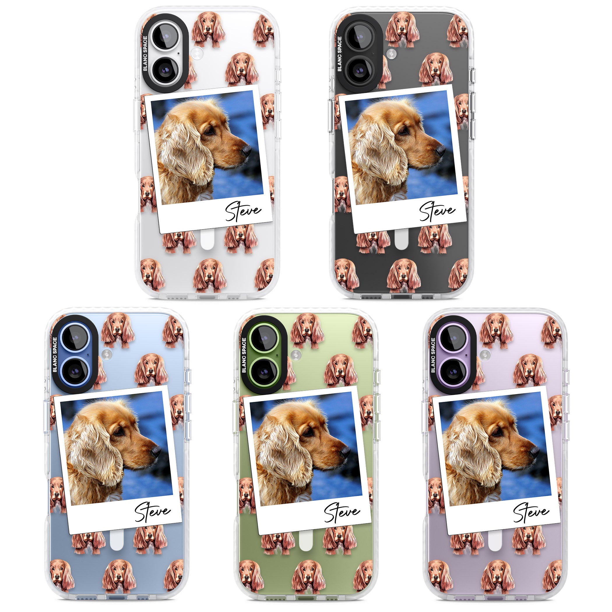 Personalised Cocker Spaniel Instant Camera Photo iPhone 17 Impact Pro Clear Phone Case APT Impact Protection