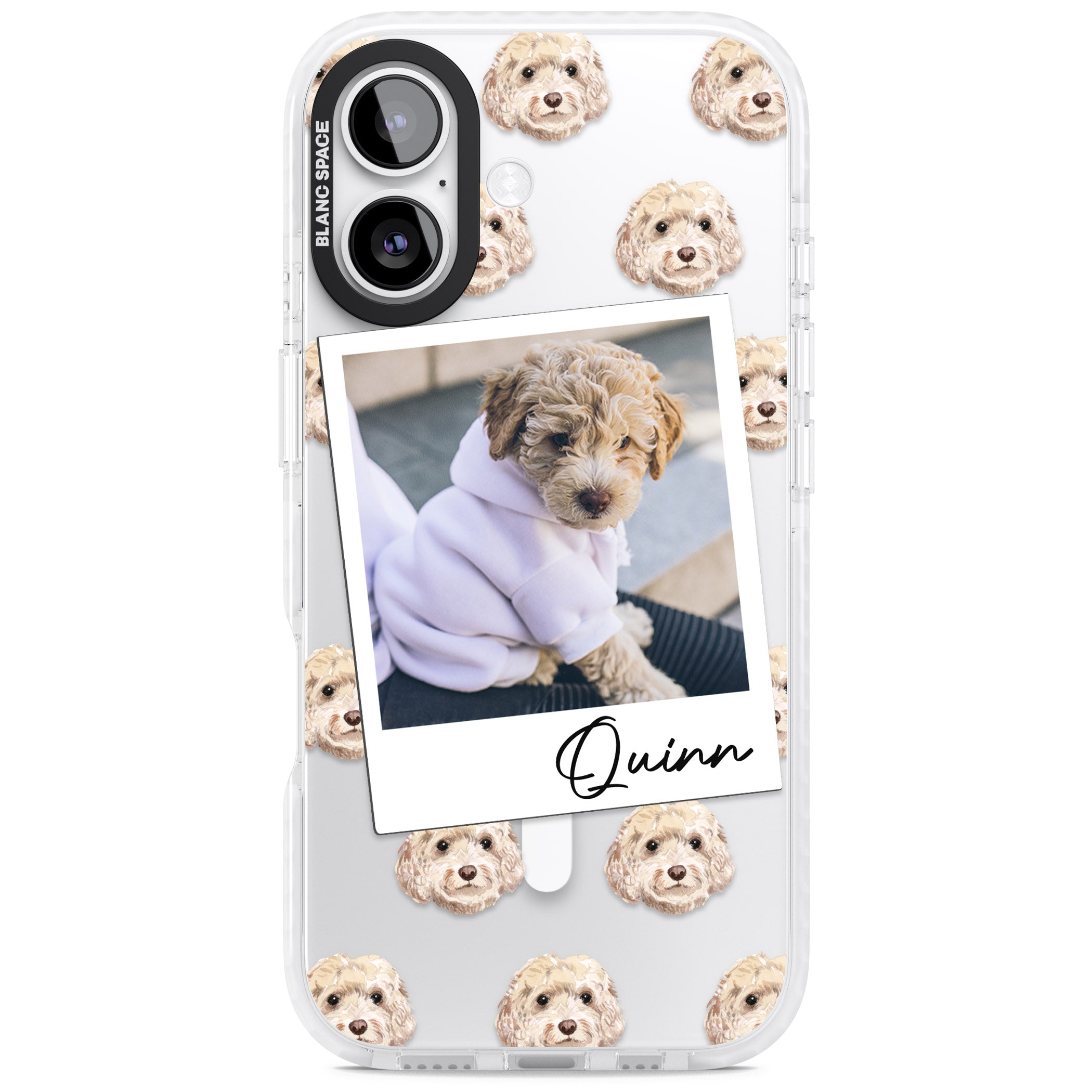 Personalised Cream Cockapoo Instant Camera Photo iPhone 17 Impact Pro Clear Phone Case