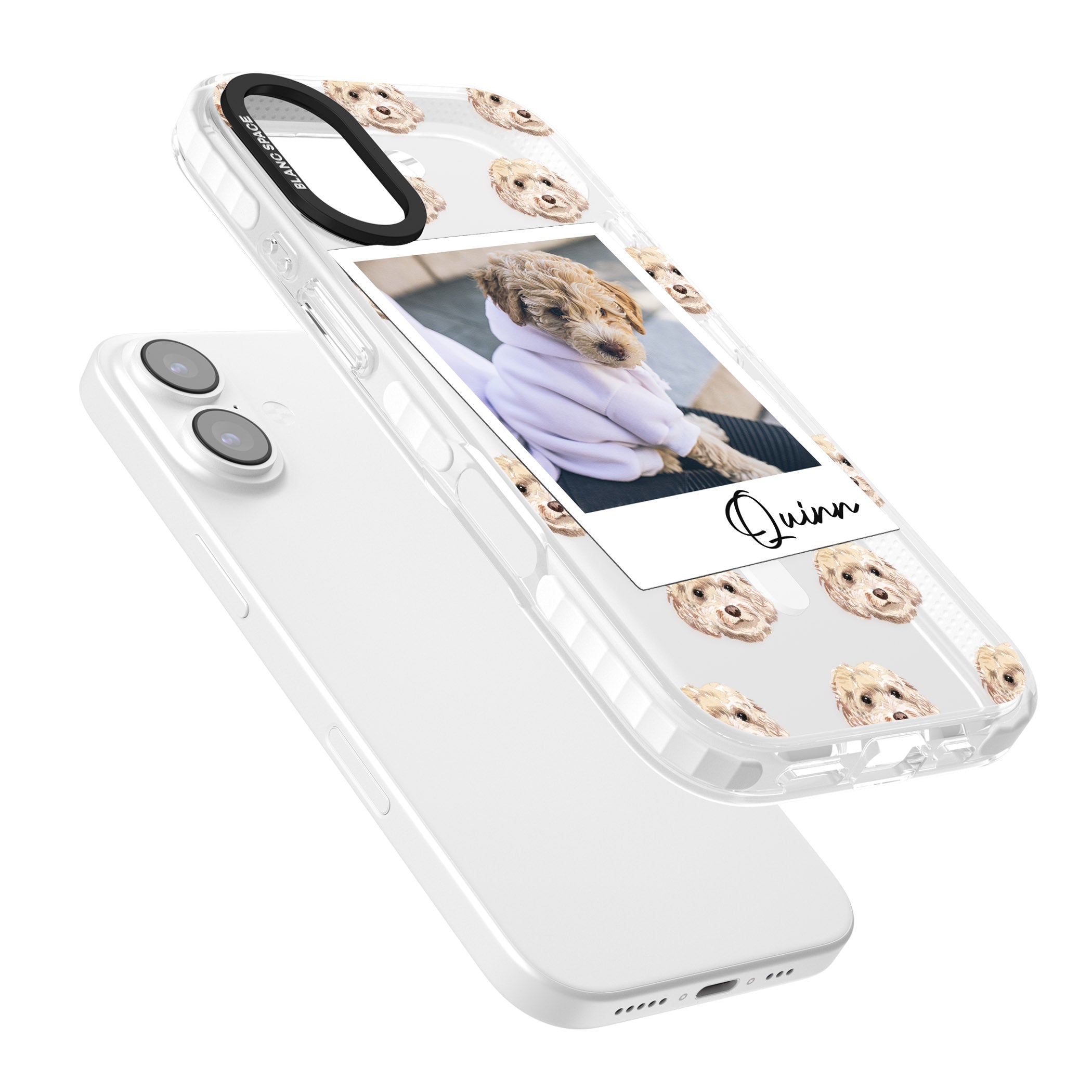 Personalised Cream Cockapoo Instant Camera Photo iPhone 17 Impact Pro Clear Phone Case Colours