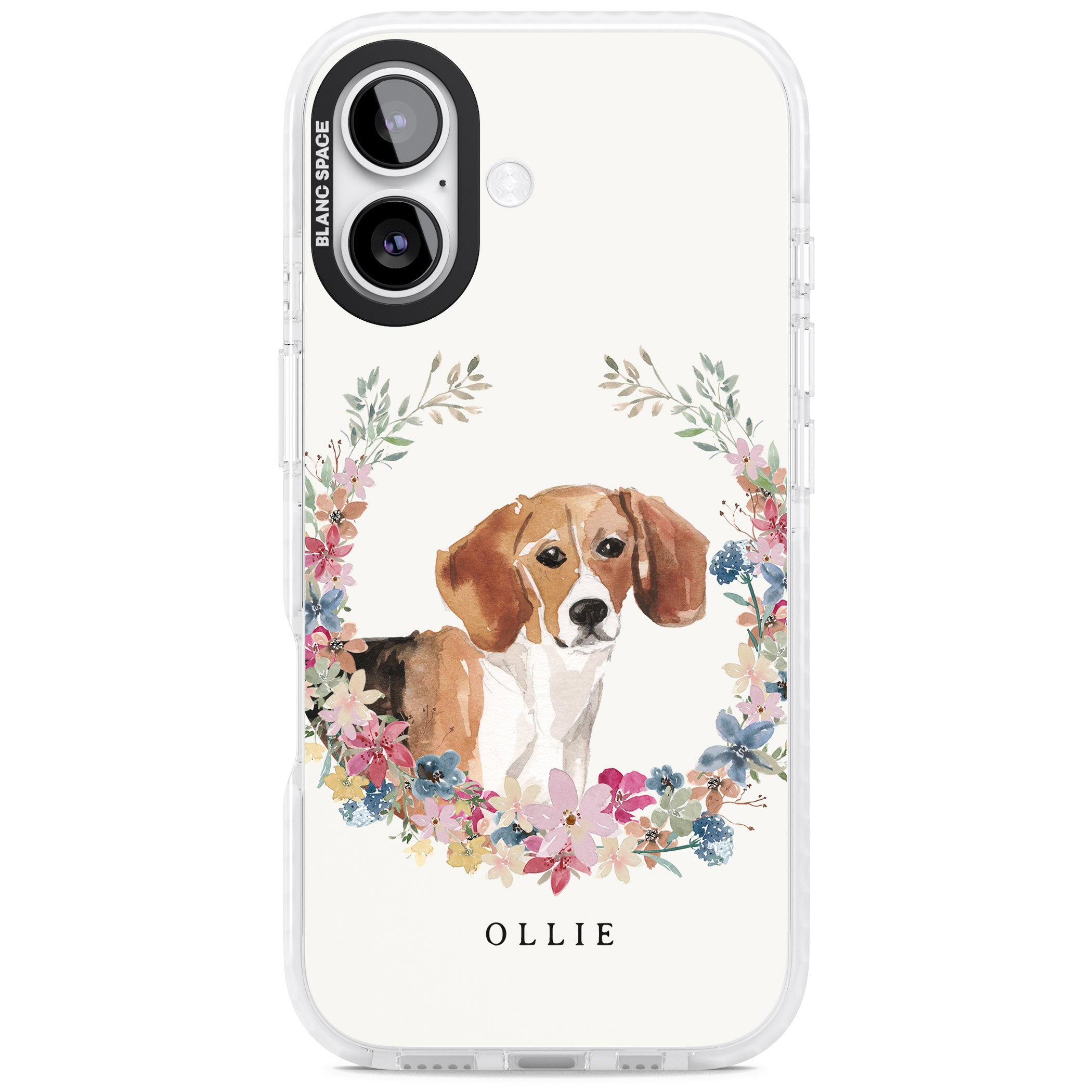 Personalised Beagle Floral Portrait iPhone 17 Impact Pro Clear Phone Case