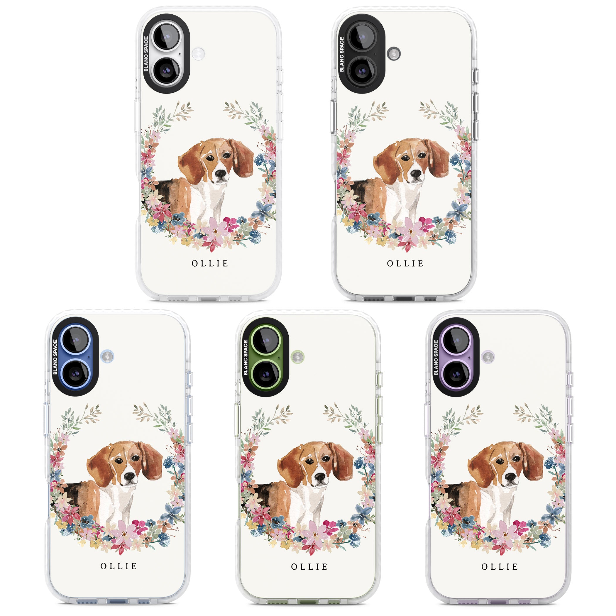 Personalised Beagle Floral Portrait iPhone 17 Impact Pro Clear Phone Case APT Impact Protection