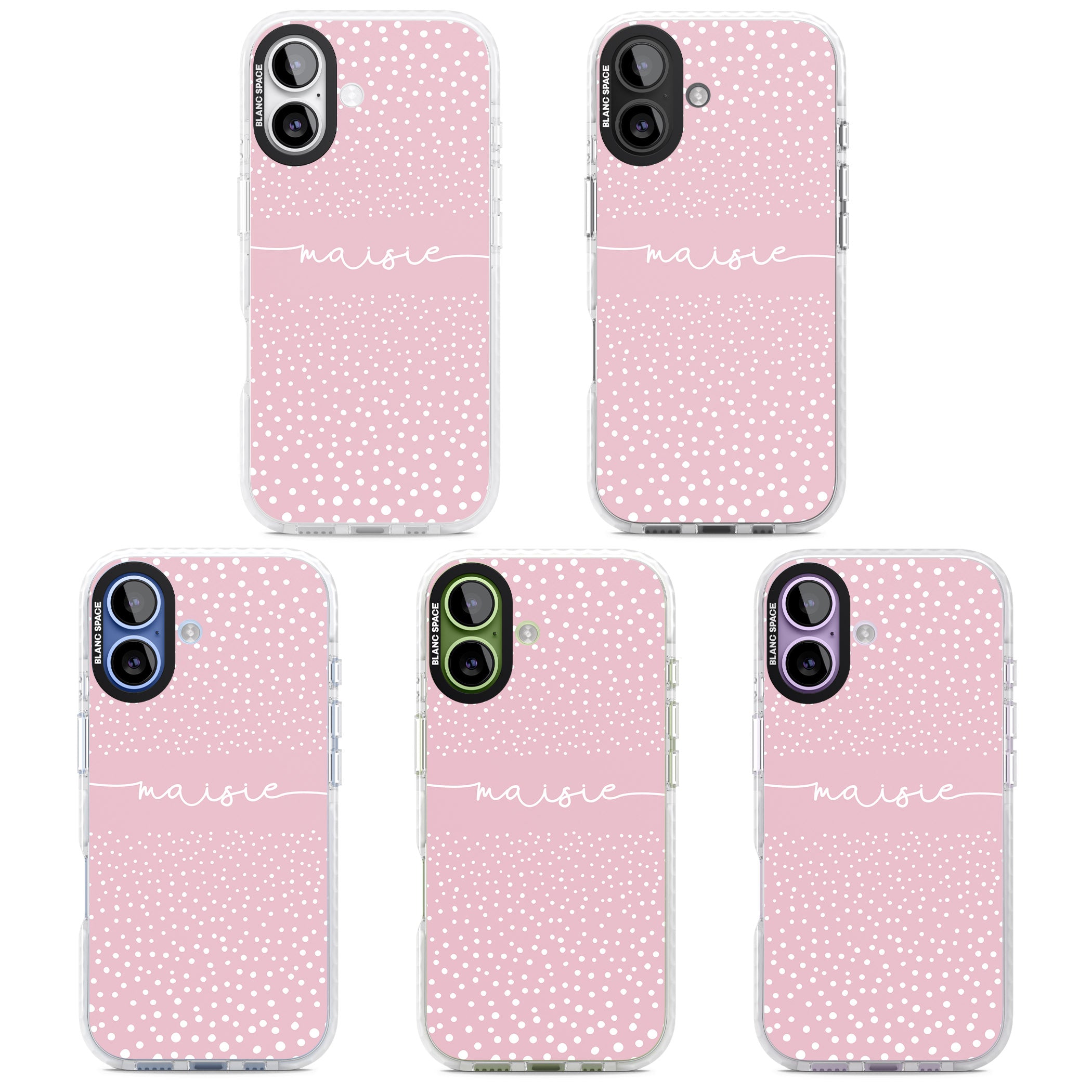 Personalised Pink Dots iPhone 17 Impact Pro Clear Phone Case APT Impact Protection