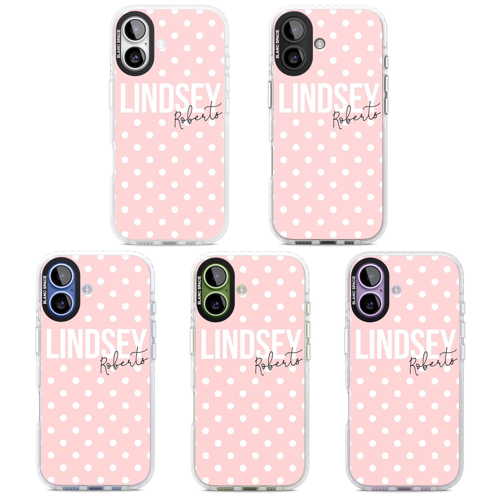 Personalised Pink Polka iPhone 17 Impact Pro Clear Phone Case APT Impact Protection