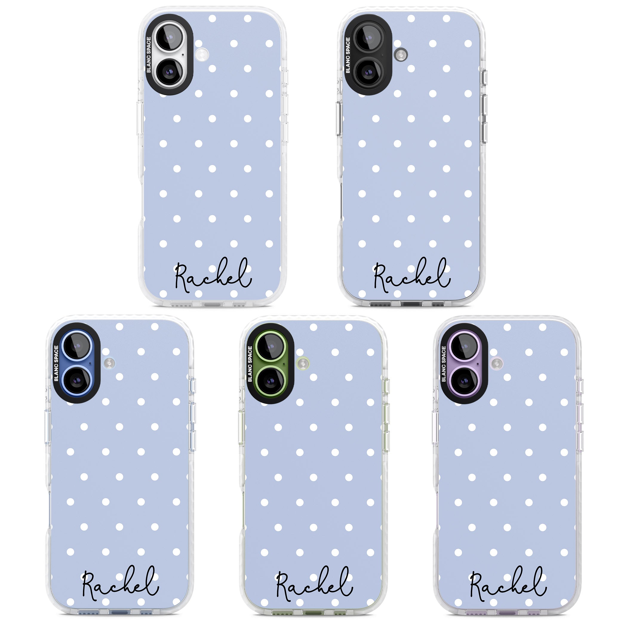 Personalised Simple Light Blue Dots iPhone 17 Impact Pro Clear Phone Case APT Impact Protection
