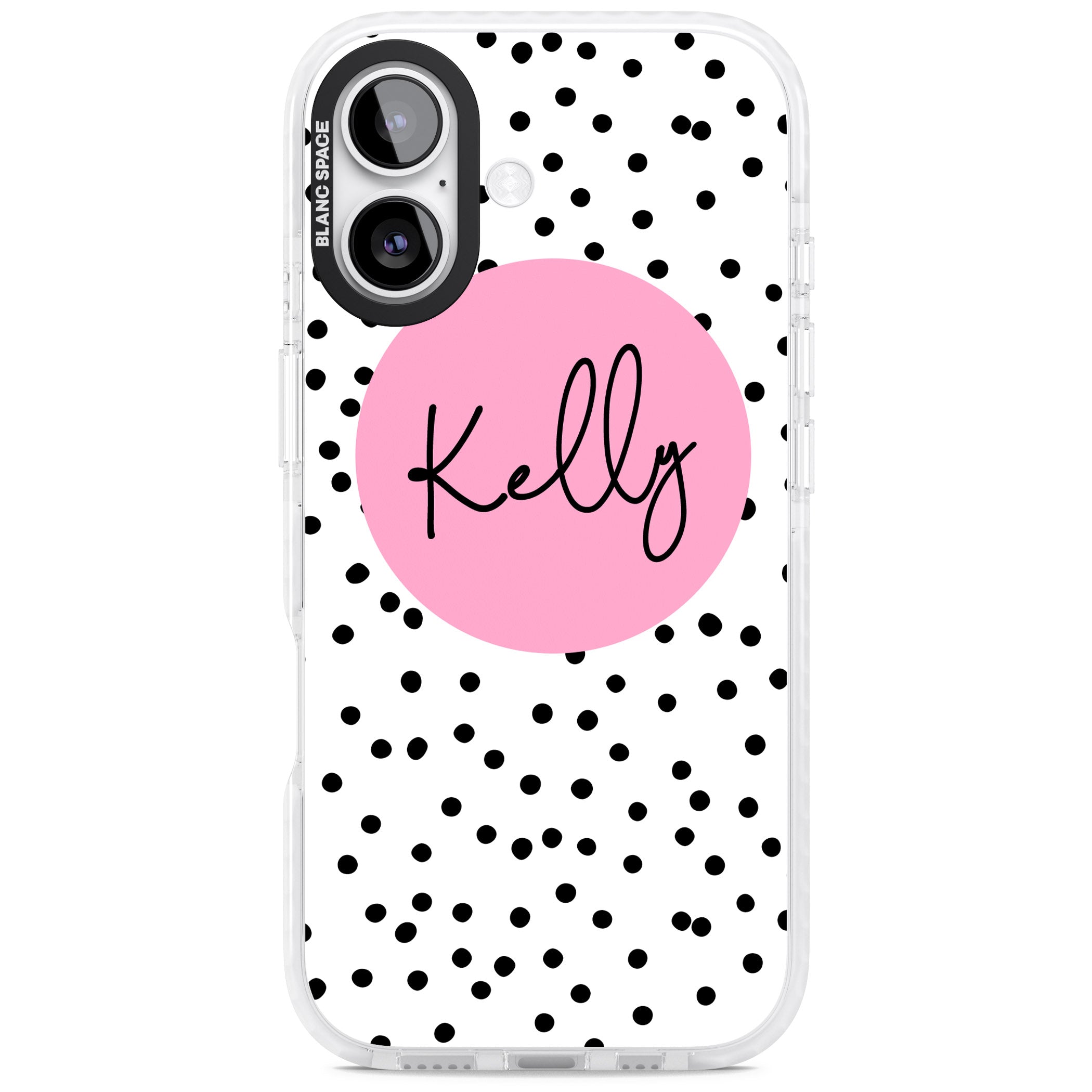 Personalised Pink Circle & Dots iPhone 17 Impact Pro Clear Phone Case