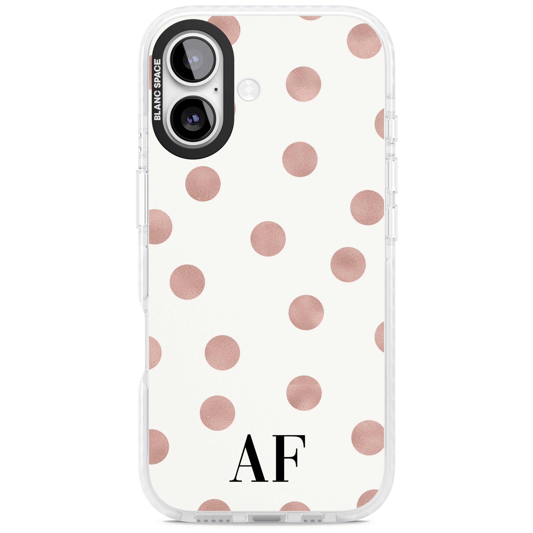 Personalised Rose Gold Dots & Initials iPhone 17 Impact Pro Clear Phone Case