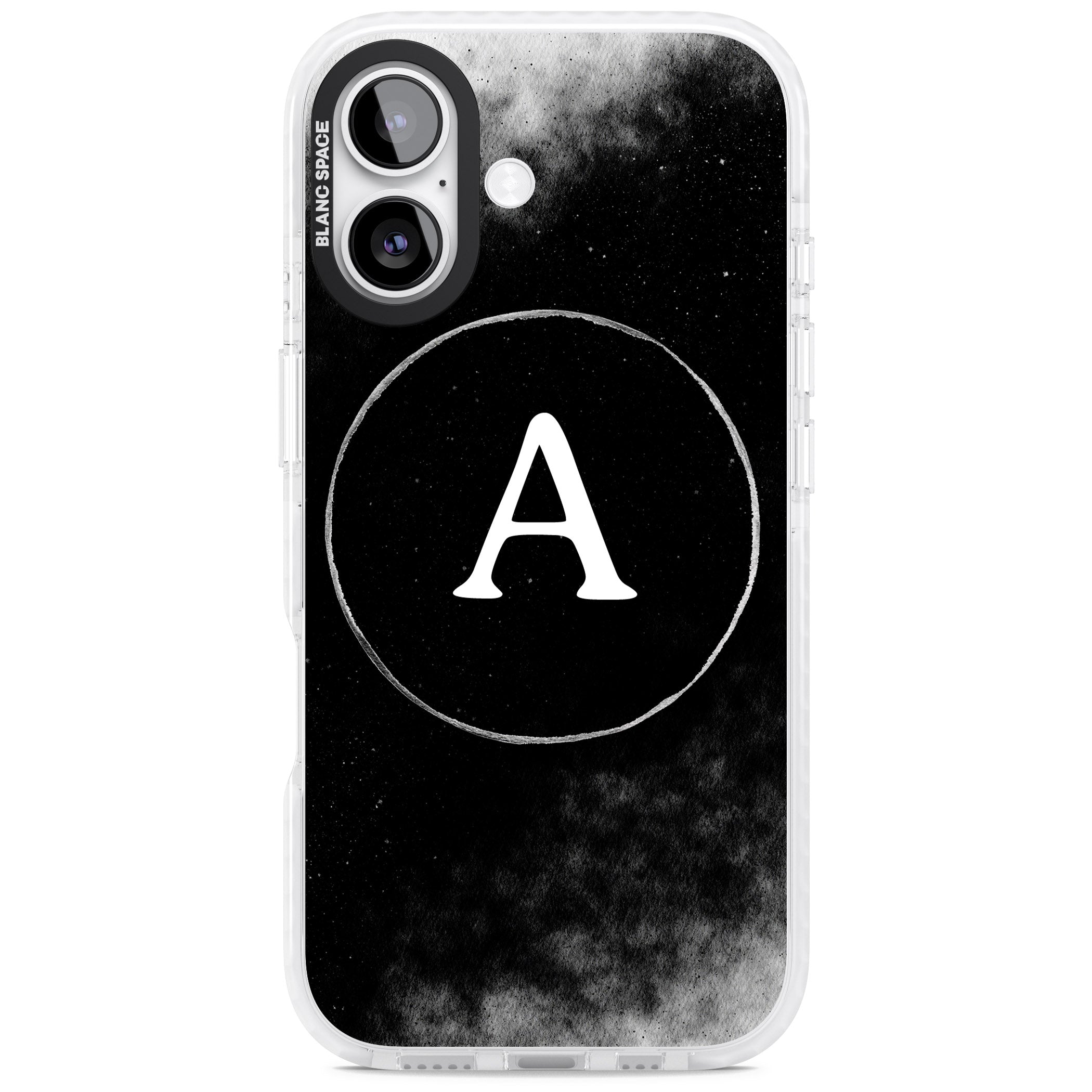 Personalised Monochrome Cosmic Monogram iPhone 17 Impact Pro Clear Phone Case