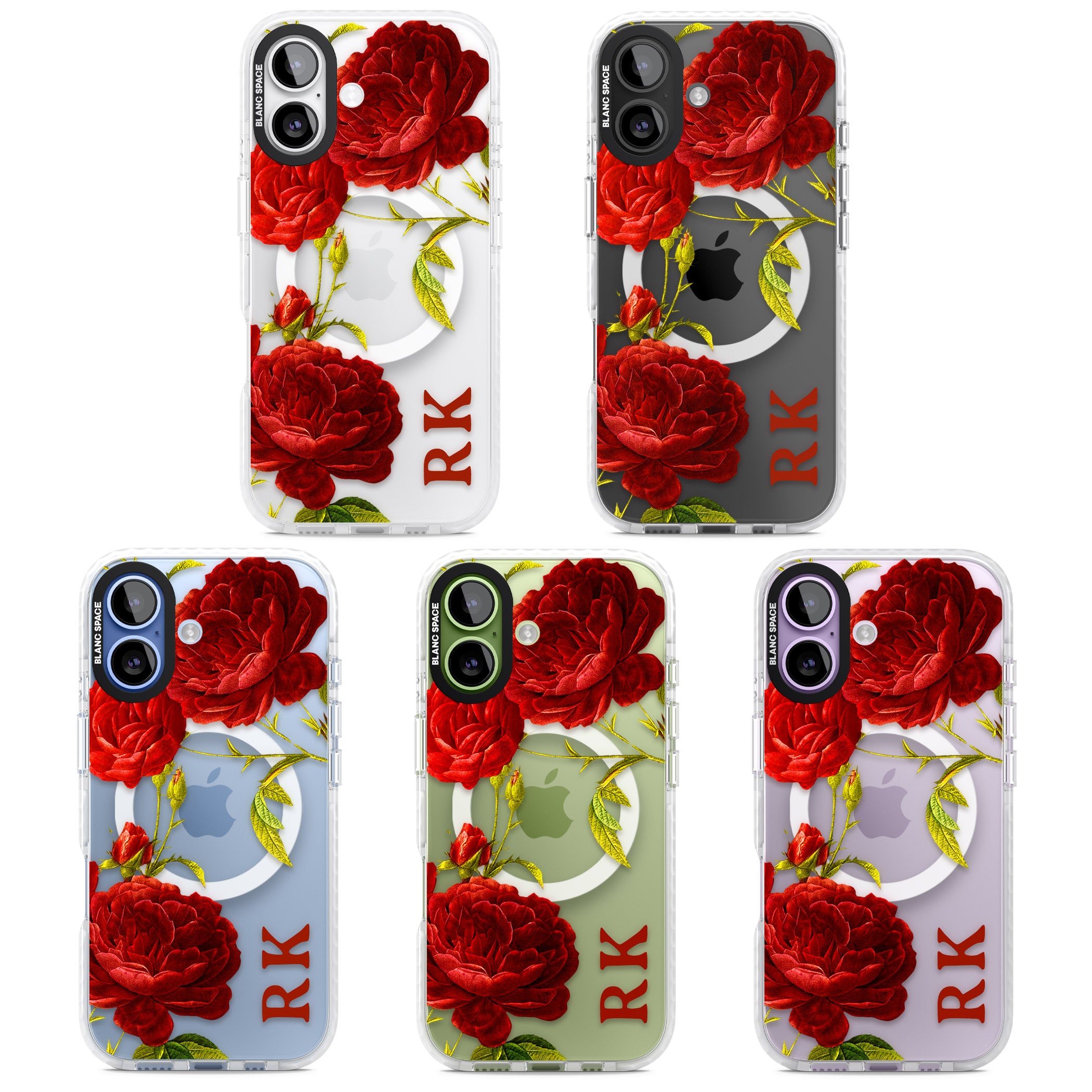 Personalised Vintage Floral Red Roses iPhone 17 Impact Pro Clear Phone Case APT Impact Protection