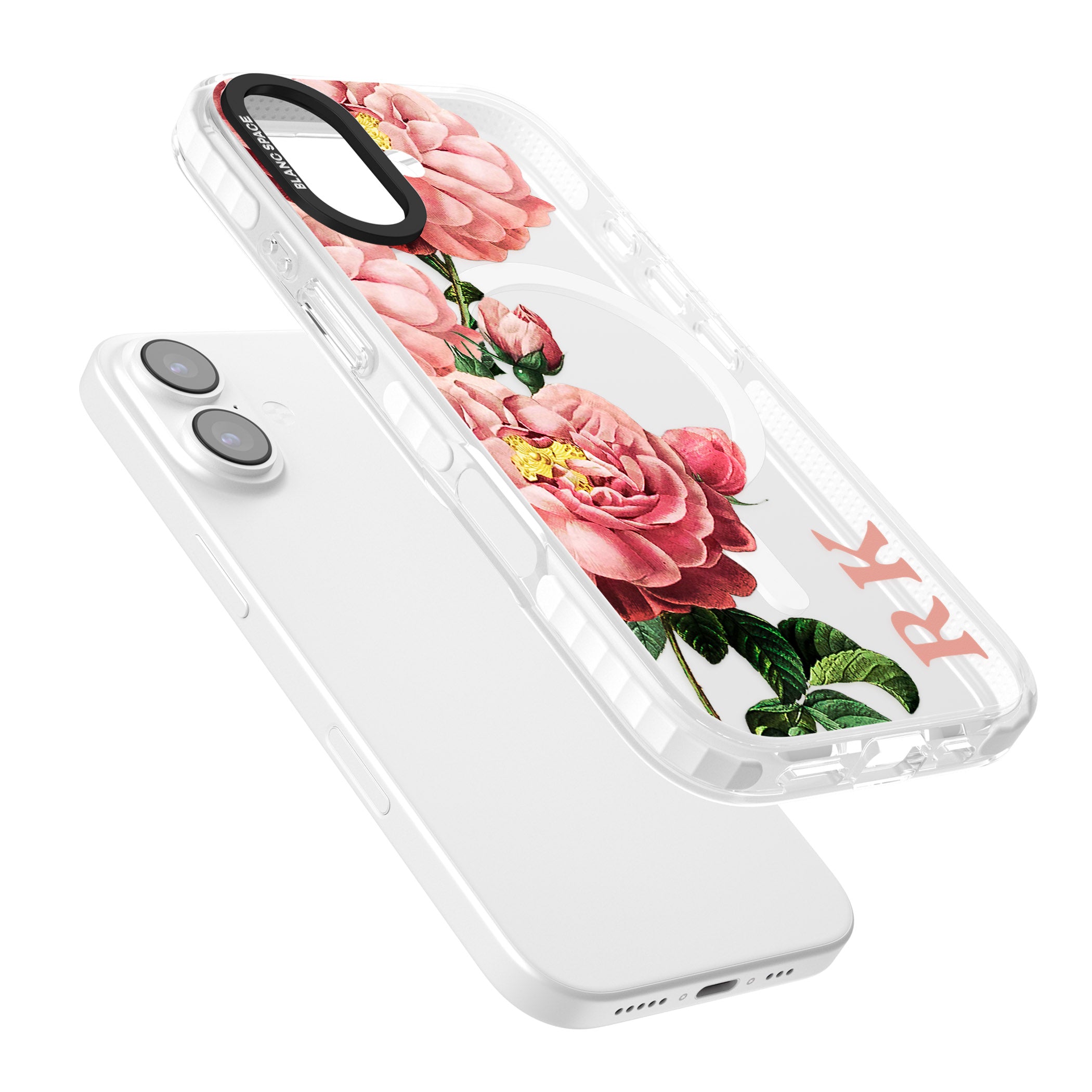 Personalised Vintage Floral Peonies iPhone 17 Impact Pro Clear Phone Case Colours