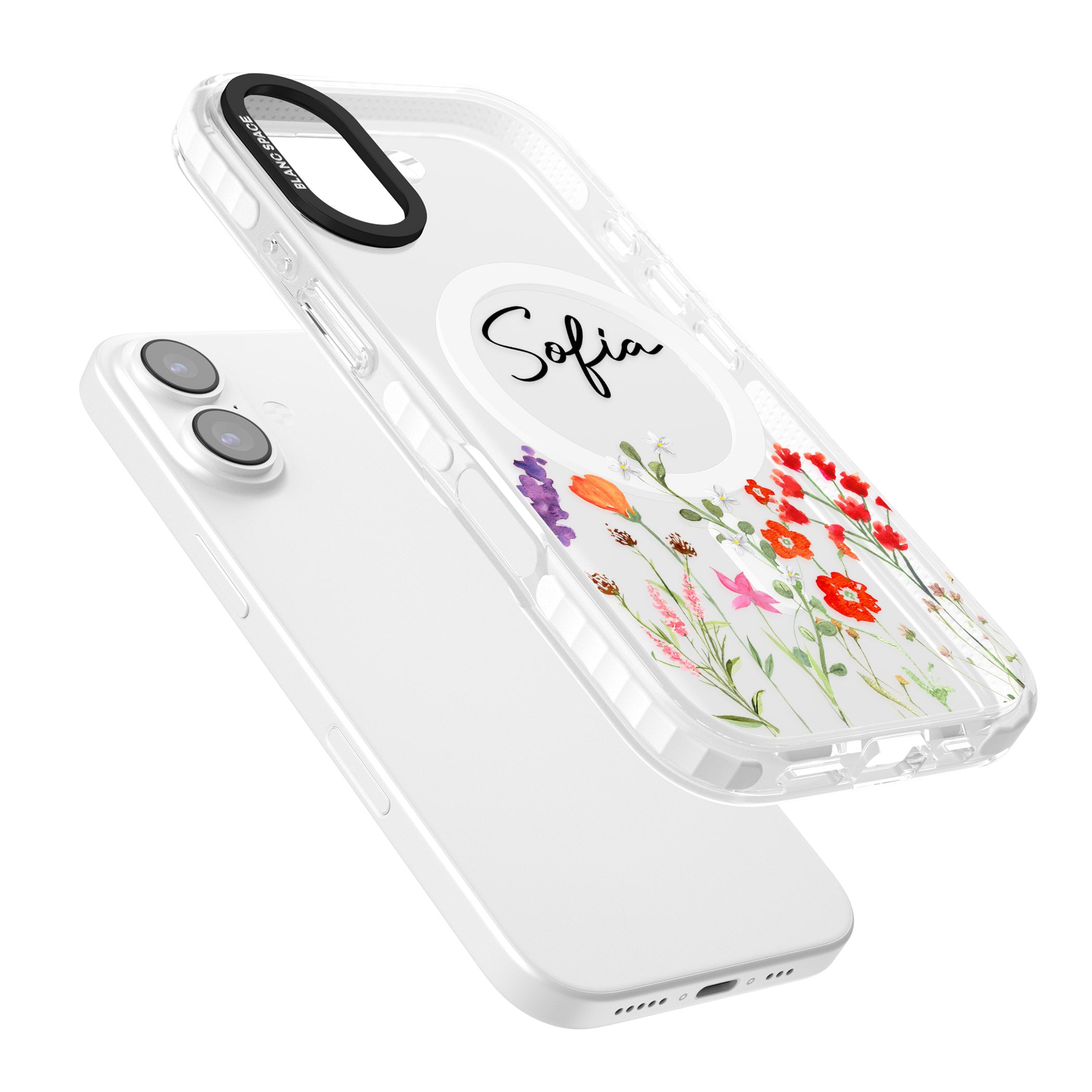 Personalised Spring Wildflowers iPhone 17 Impact Pro Clear Phone Case Colours