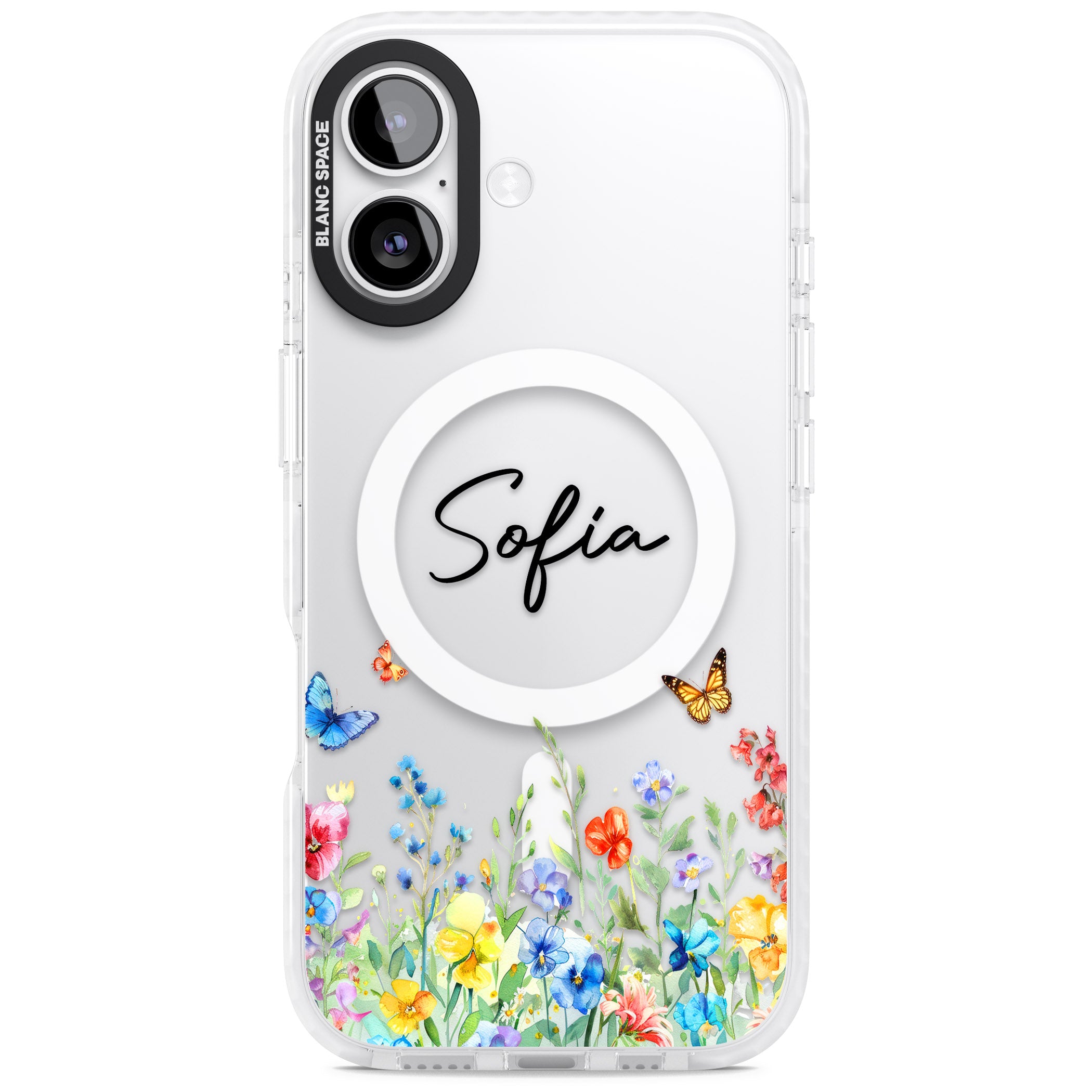 Personalised Buterflies Wildflowers iPhone 17 Impact Pro Clear Phone Case