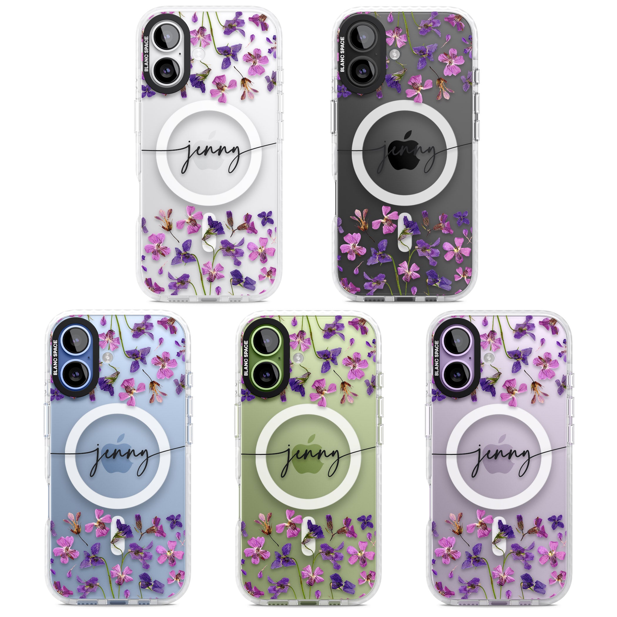 Personalised Purple Violets iPhone 17 Impact Pro Clear Phone Case APT Impact Protection