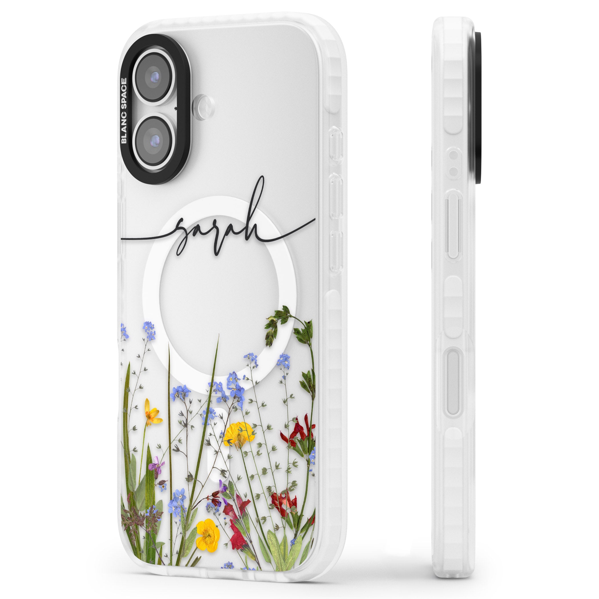 Personalised Wildflower Floral iPhone 17 Impact Pro Clear Phone Case Side Profile
