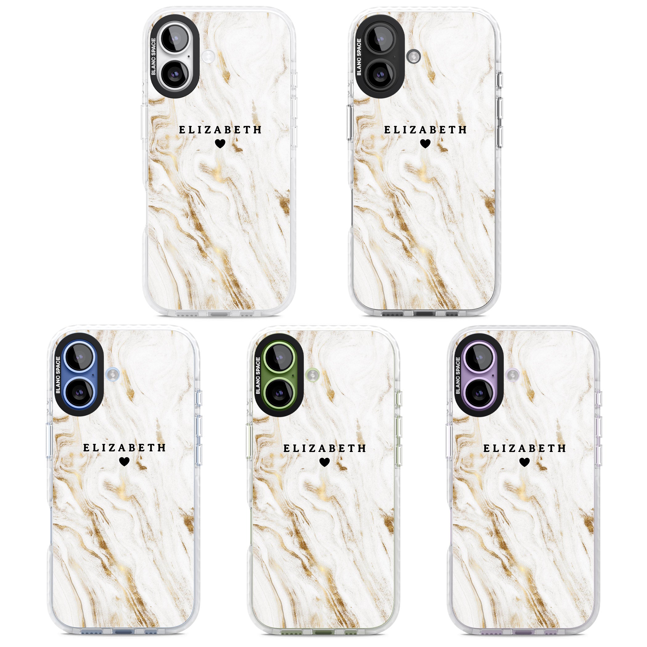 Personalised White & Gold Swirl Marble iPhone 17 Impact Pro Clear Phone Case APT Impact Protection