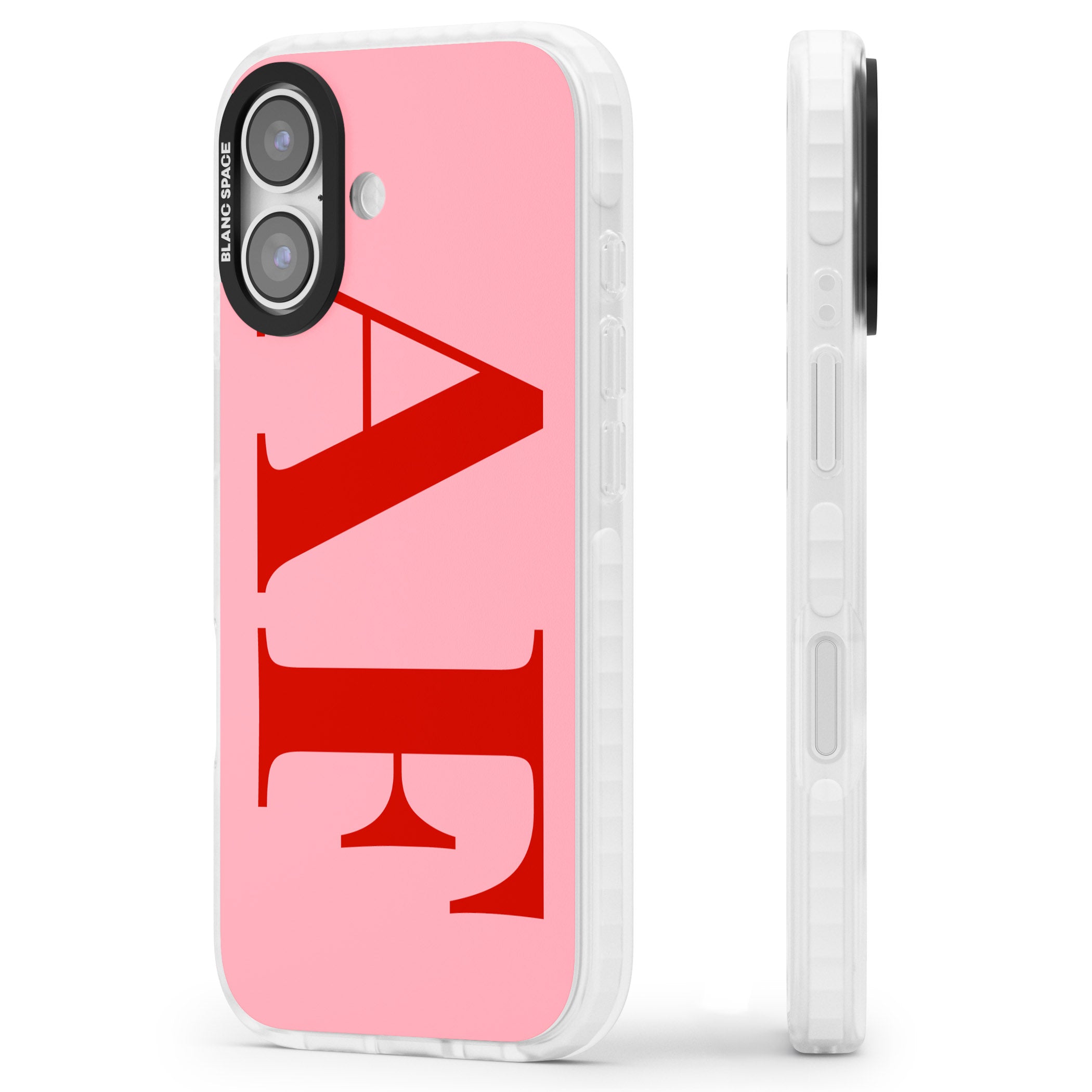 Personalised Red & Pink Letters iPhone 17 Impact Pro Clear Phone Case Side Profile