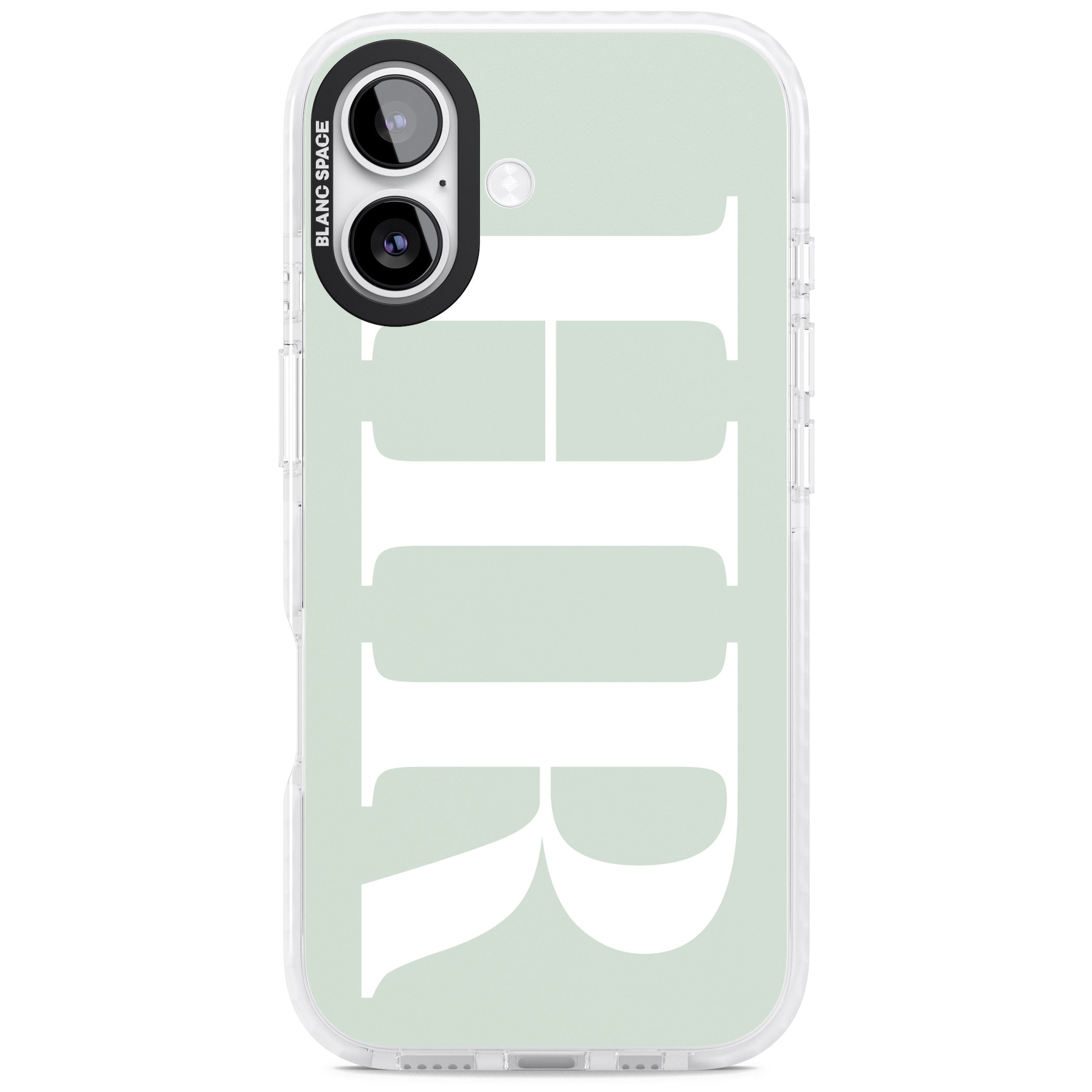 Personalised White & Seafoam Green Letters iPhone 17 Impact Pro Clear Phone Case