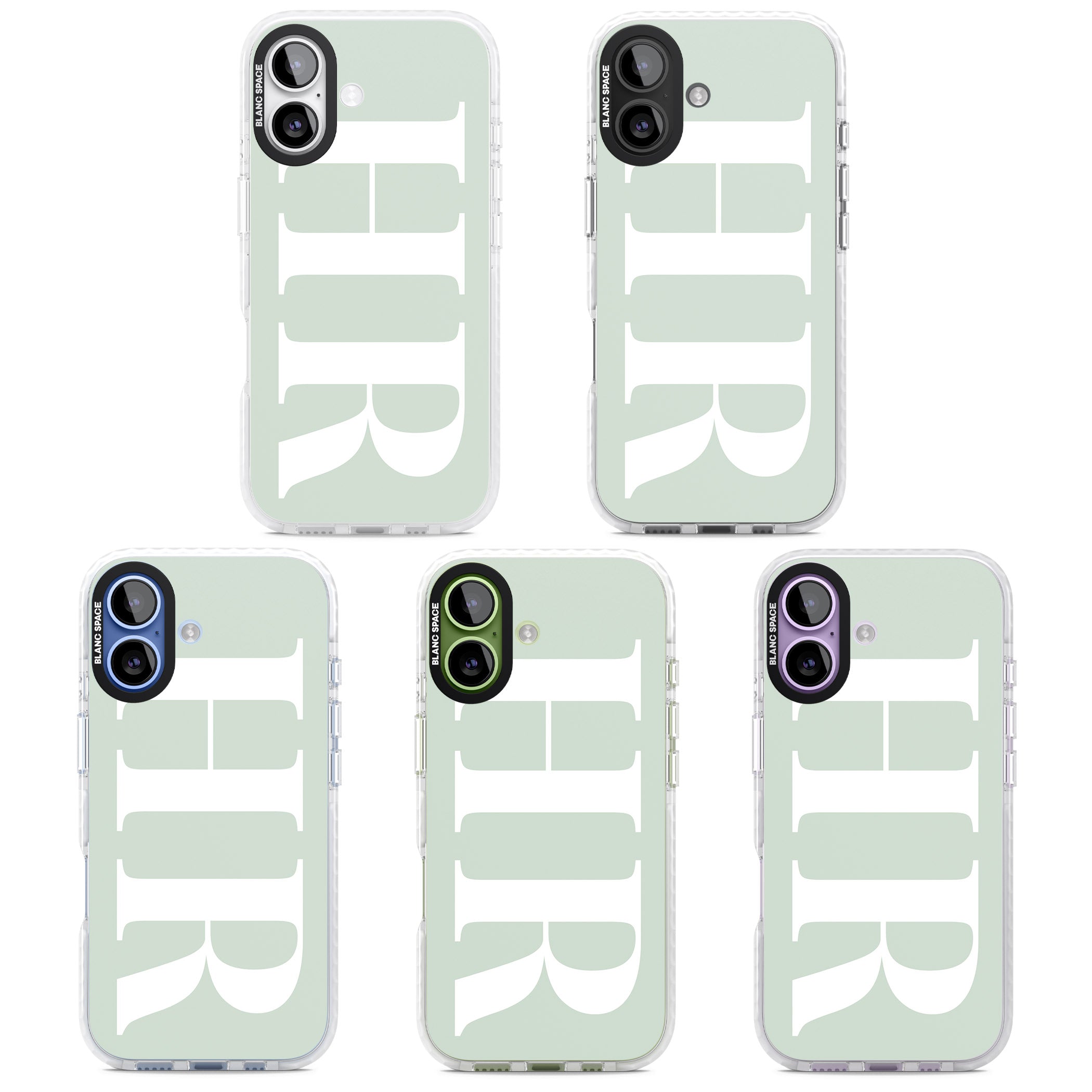Personalised White & Seafoam Green Letters iPhone 17 Impact Pro Clear Phone Case APT Impact Protection