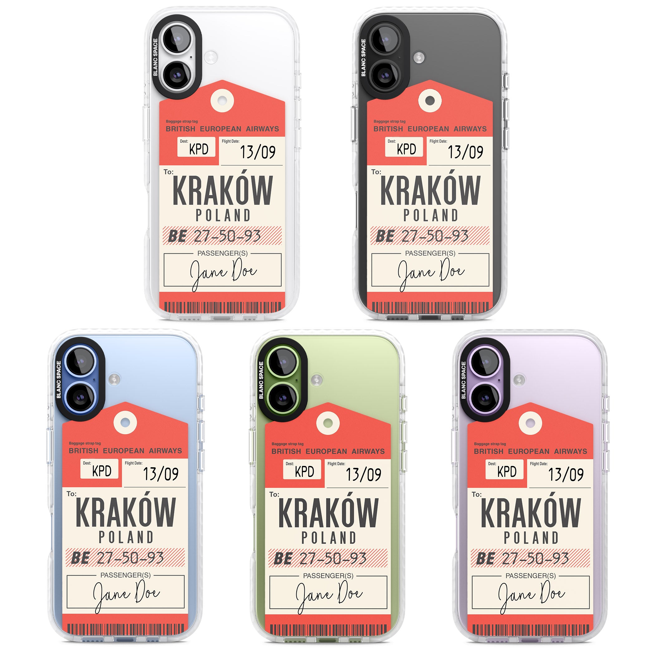 Personalised Vintage Bea Luggage Tag iPhone 17 Impact Pro Clear Phone Case APT Impact Protection