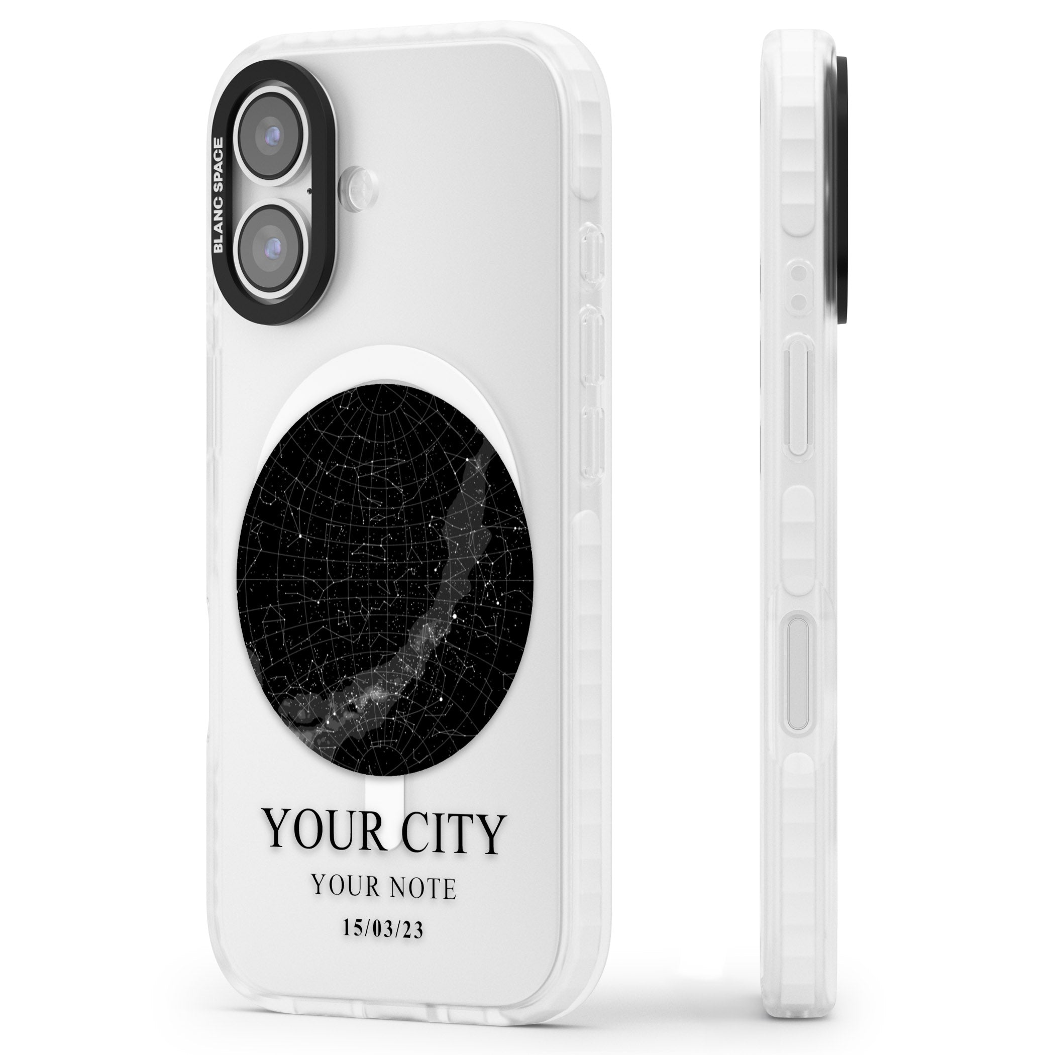 Personalised Star Map iPhone 17 Impact Pro Clear Phone Case Side Profile