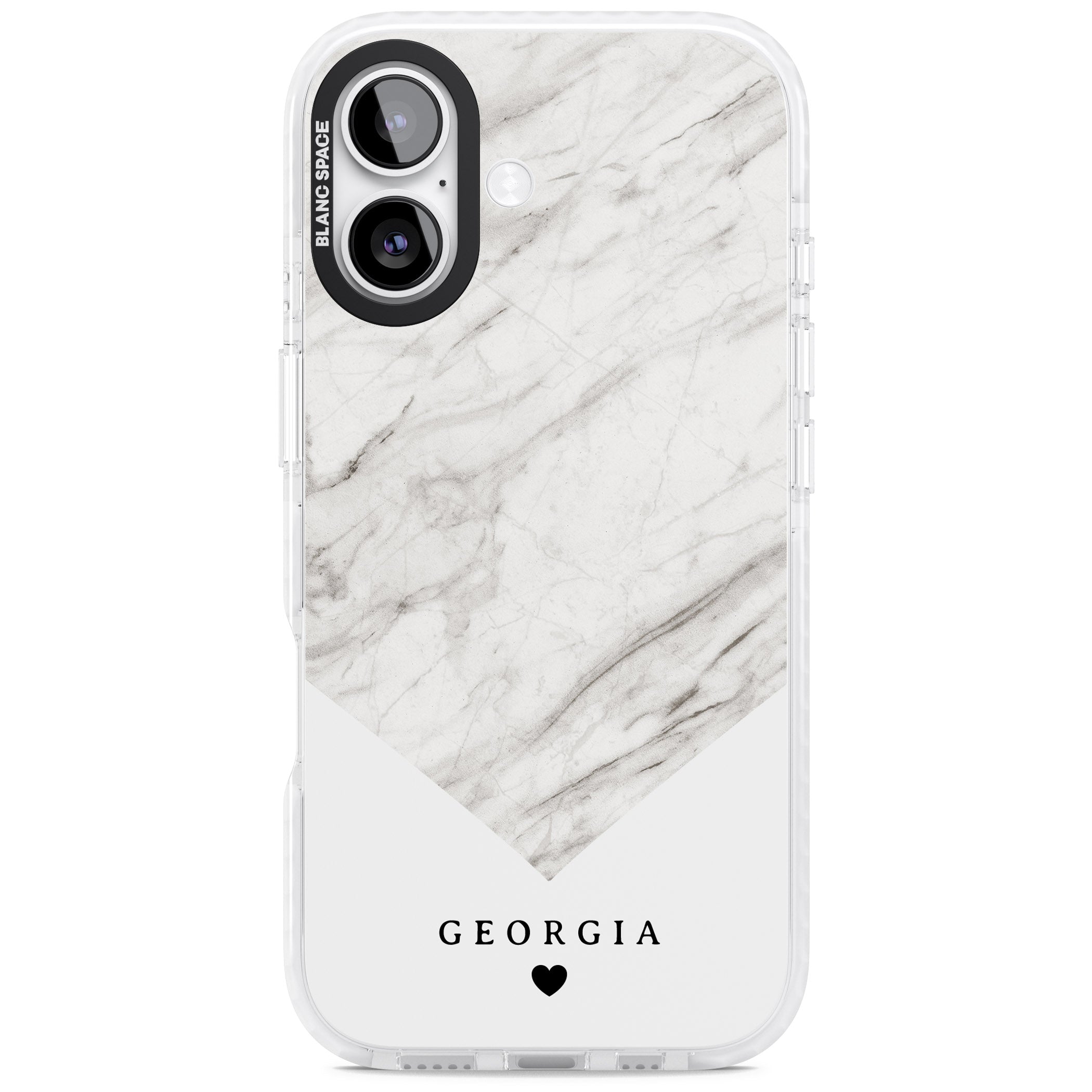 Personalised White Marble iPhone 17 Impact Pro Clear Phone Case