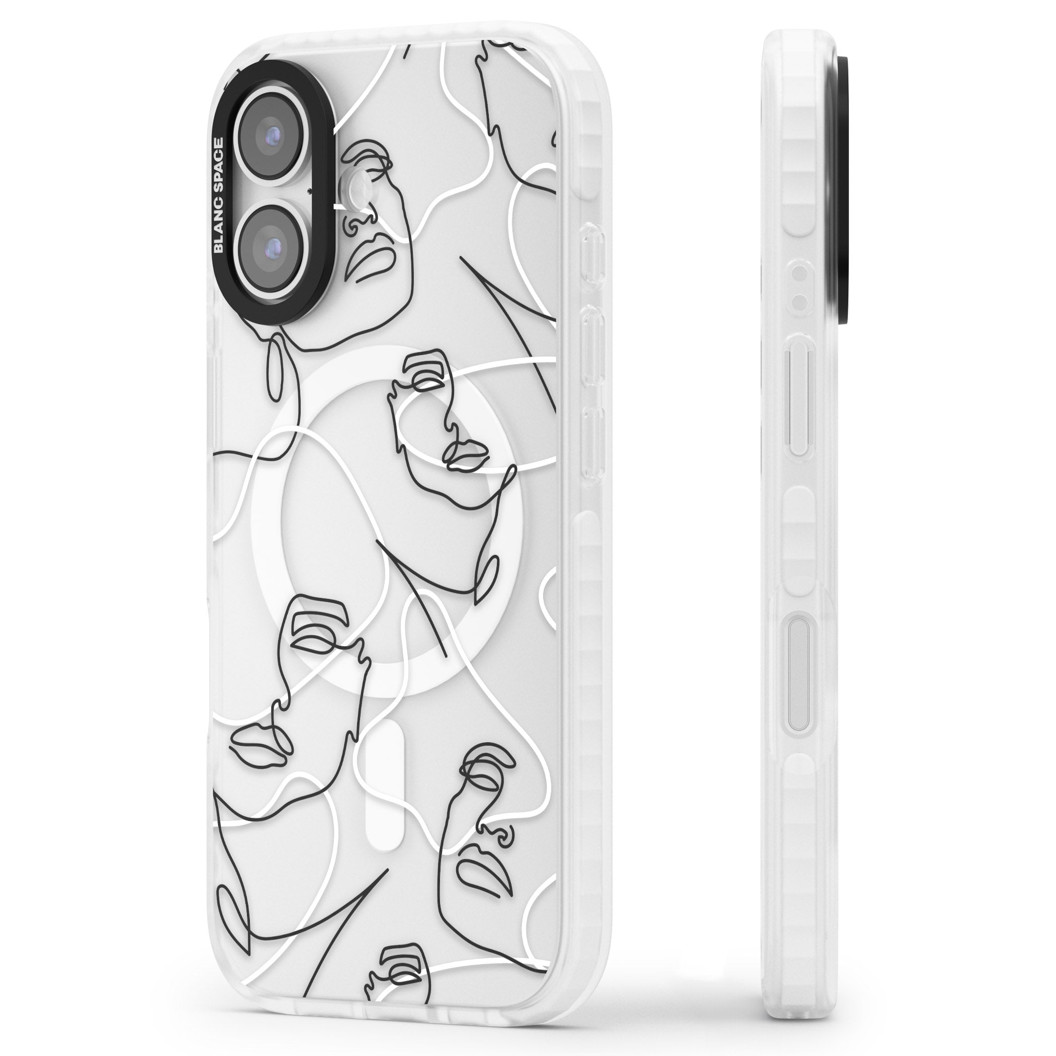 Personalised Abstract Faces iPhone 17 Impact Pro Clear Phone Case Side Profile