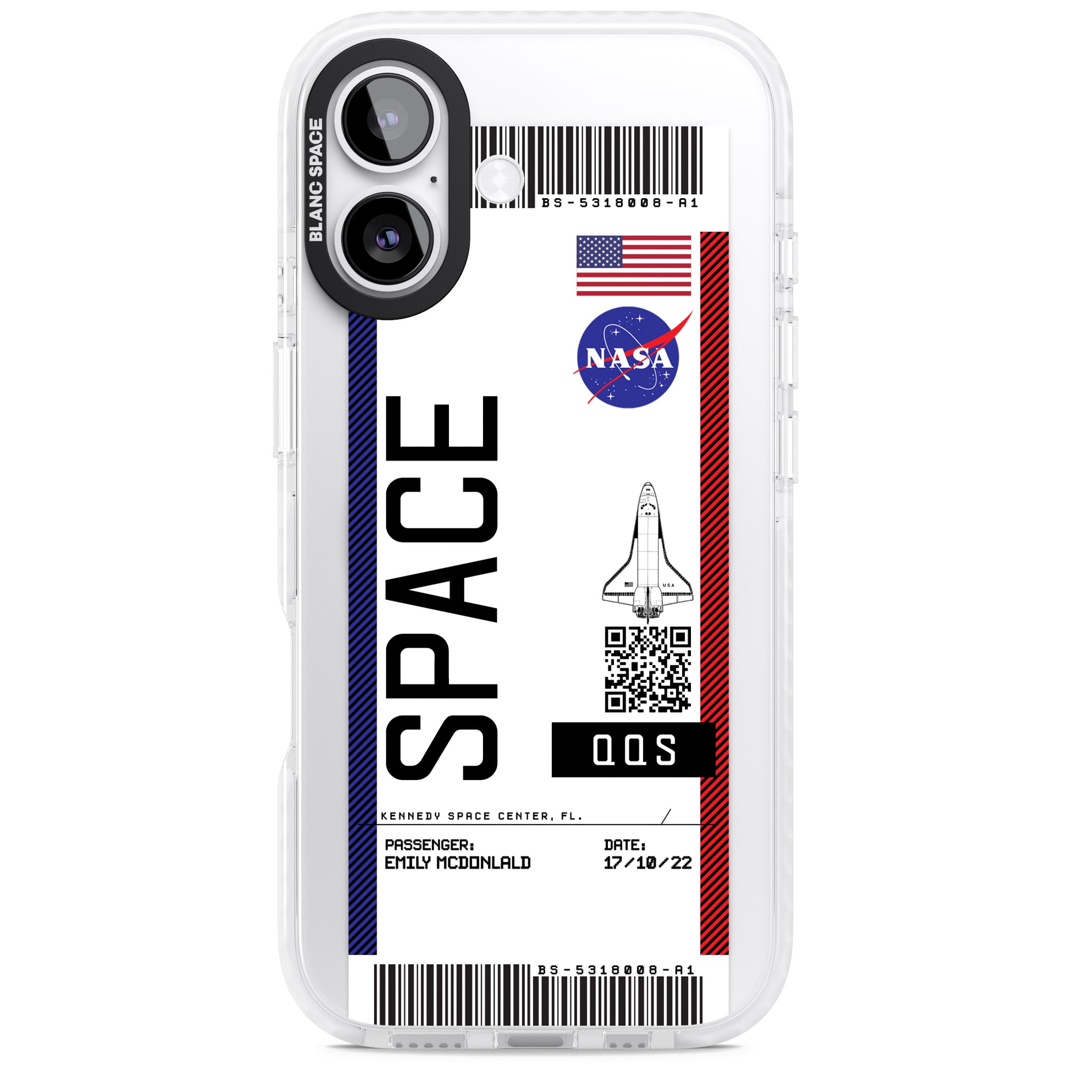 Personalised Nasa Boarding Pass (Light) iPhone 17 Impact Pro Clear Phone Case