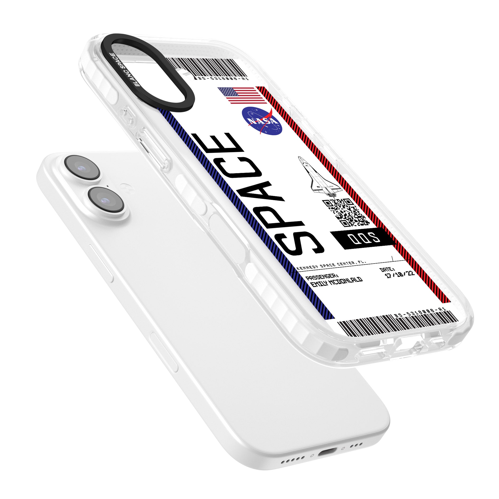 Personalised Nasa Boarding Pass (Light) iPhone 17 Impact Pro Clear Phone Case Colours