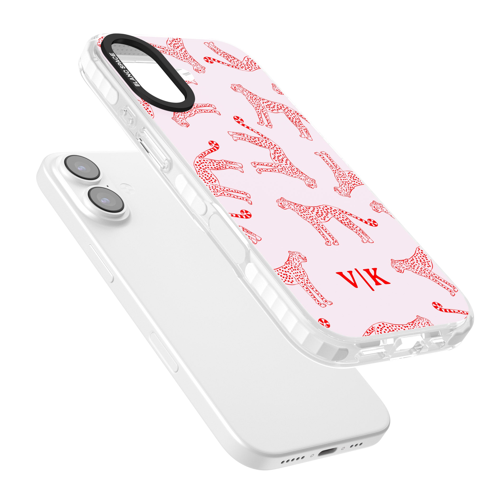 Personalised Red & Pink Cheetah iPhone 17 Impact Pro Clear Phone Case Colours